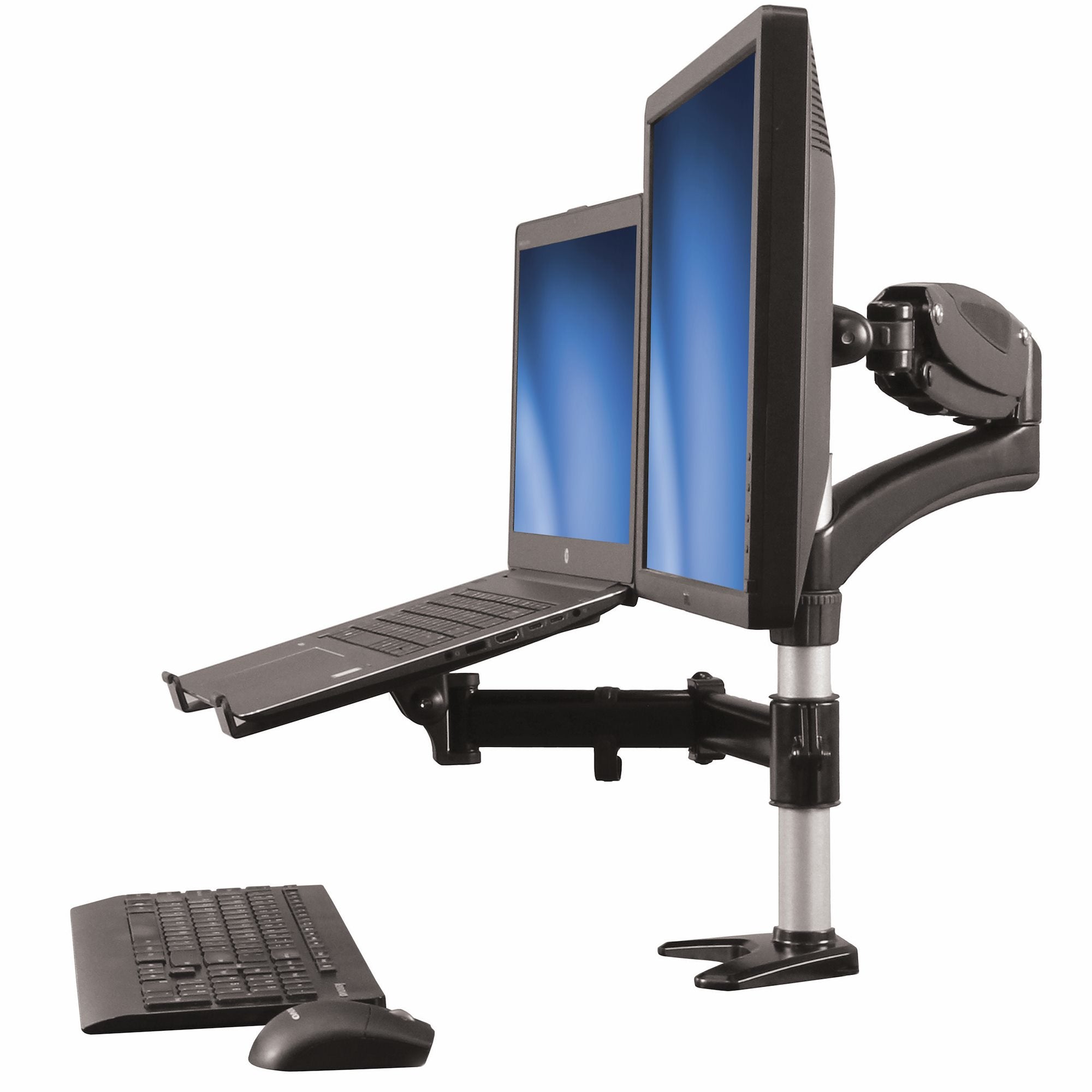 StarTech.com Laptop Monitor Stand - Computer Monitor Stand - Full Motion Articulating - VESA Mount Monitor Desk Mount - Kit de montage (étrier de fixation pour perche, tampon en caoutchouc, étagère pour ordinateur portable, bras à ressort, Bras pivotant,