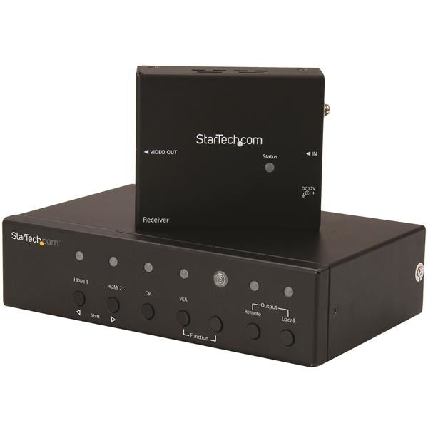 StarTech.com Extendeur vidéo HDBaseT - Multi-entrées - HDMI VGA DisplayPort via Cat5e ou Cat6 - Étendeur HDBaseT avec switch intégré - 4K - Prolongateur audio/vidéo - HDMI - plus de CAT 5e/6 - jusqu'à 70 m