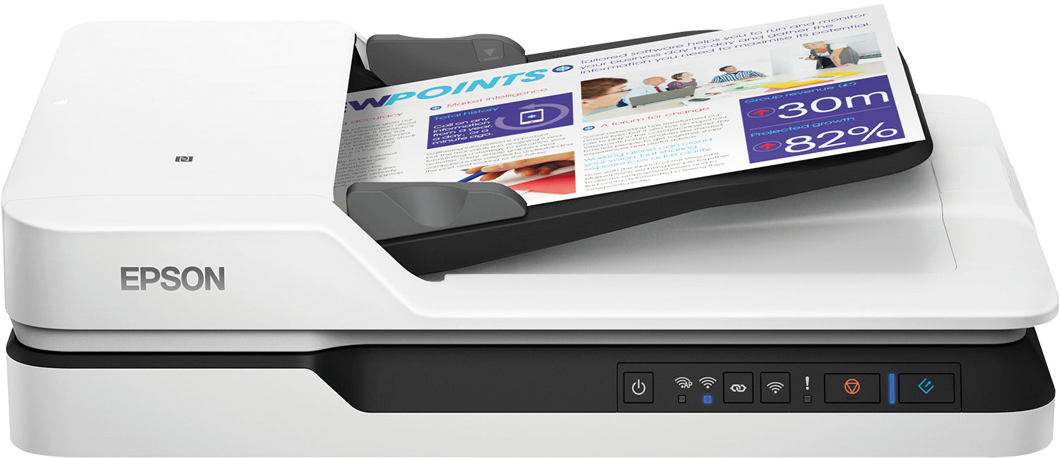 Epson WorkForce DS-1660W - Scanner de documents - Recto-verso - A4 - 1200 dpi x 1200 dpi - jusqu'à 25 ppm (mono) / jusqu'à 25 ppm (couleur) - Chargeur automatique de documents (50 feuilles) - jusqu'à 1500 pages par jour - USB 3.0, Wi-Fi(n)