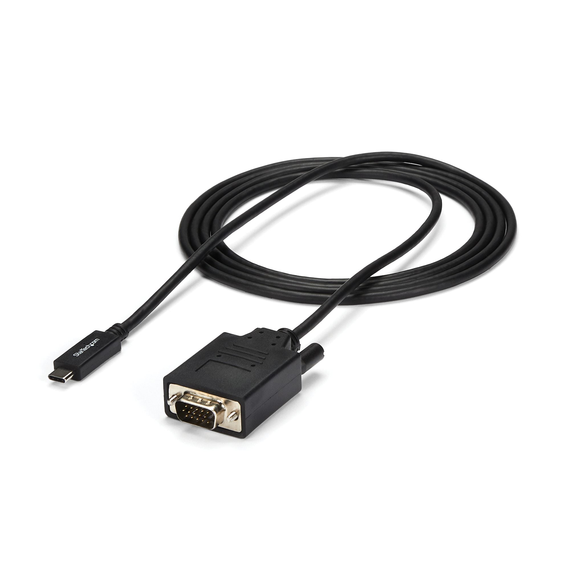StarTech.com Câble USB C vers VGA de 2m - Adaptateur Vidéo Actif USB Type C vers VGA 1920x1200/1080p - Compatible TB3 - Ordinateur Portable vers Écran/Projecteur VGA - DP Alt Mode HBR2 - Câble vidéo / USB - 24 pin USB-C (M) pour HD-15 (VGA) (M) - 2 m - su