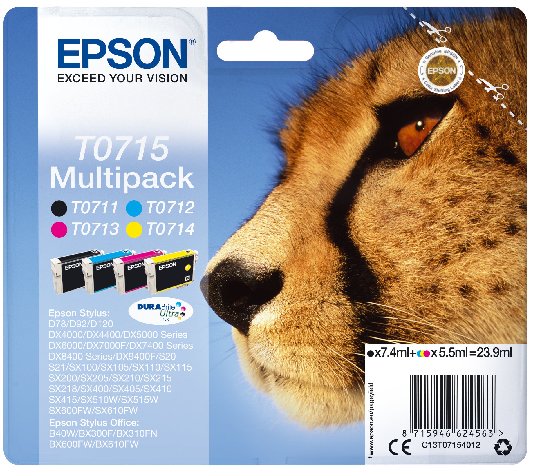 Cartouche d'encre originale Epson DURABRITE ULTRA INK - Nº16XL Cyan (10 Unités)