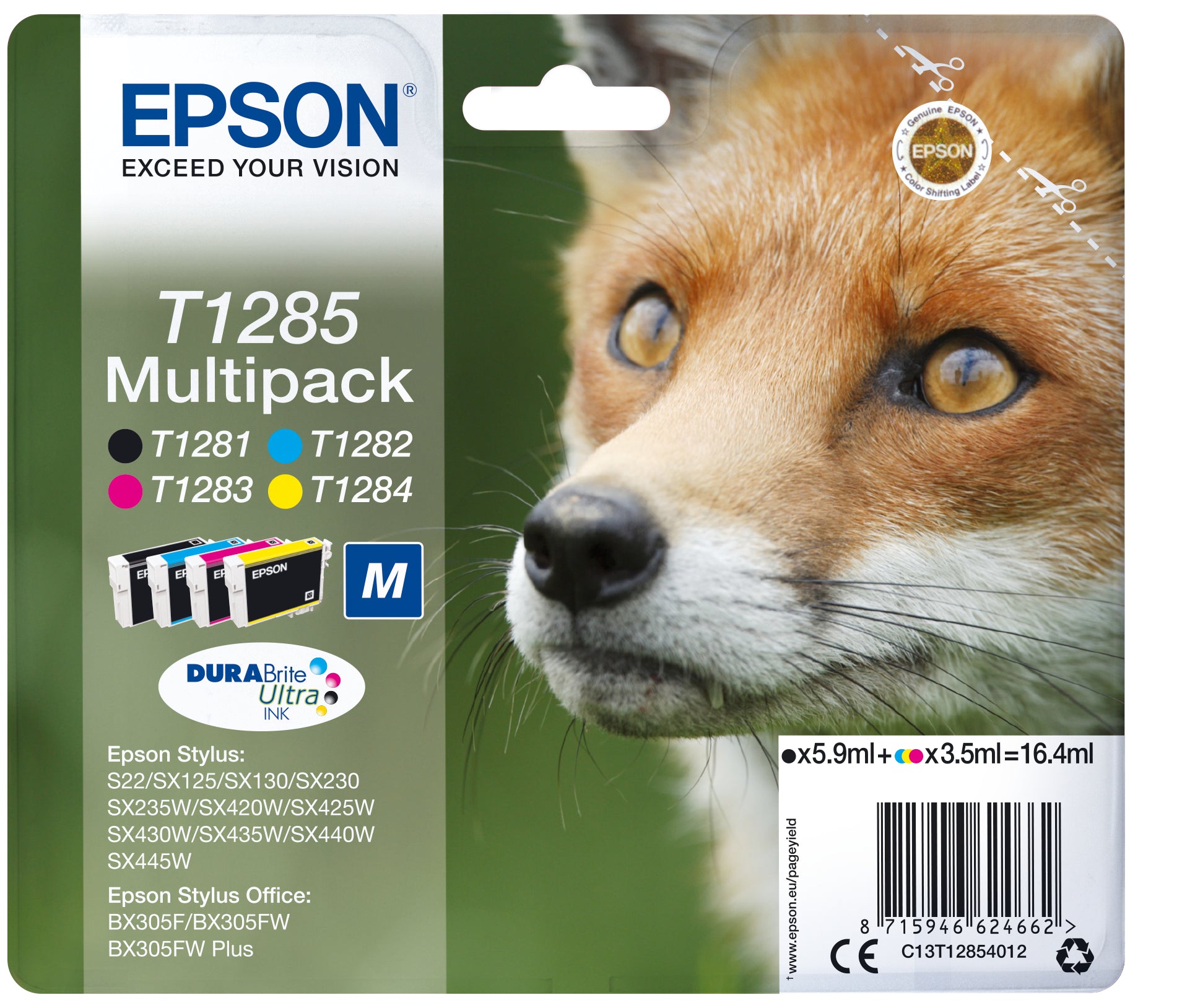 Cartouche d'encre originale Epson Stylus S22/SX125/SX 235W/420W/425W/Office BX305 Noir/Cyan/Magenta/Jaune (8 Unités)