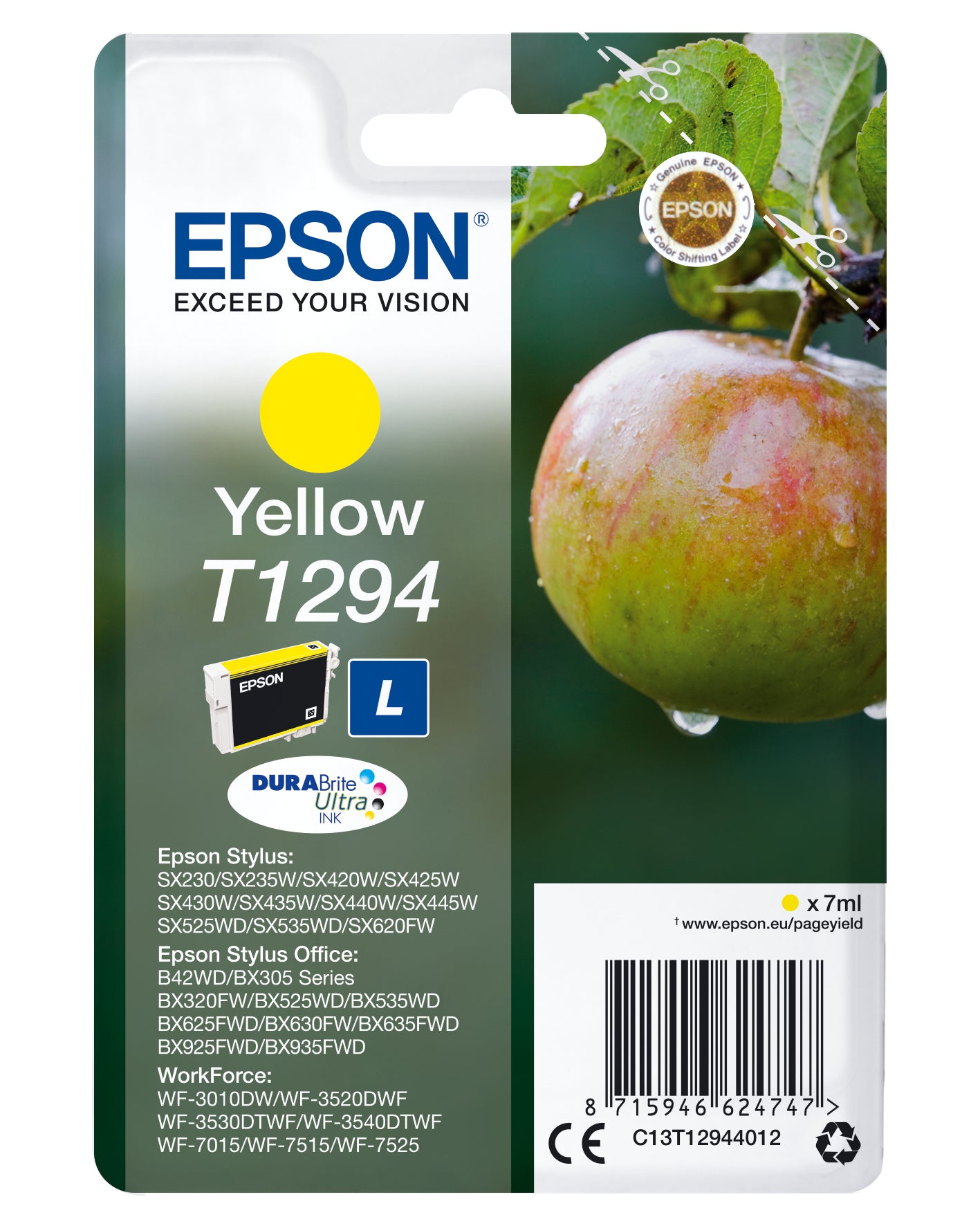 Cartouche d'Encre Compatible Epson T1294 7 ml Jaune