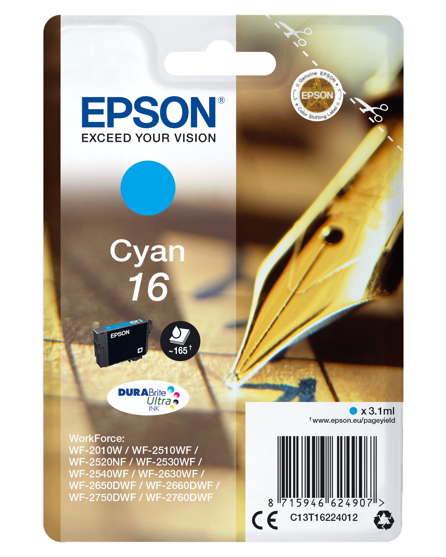 Cartouche d'encre originale Epson 16 Cyan