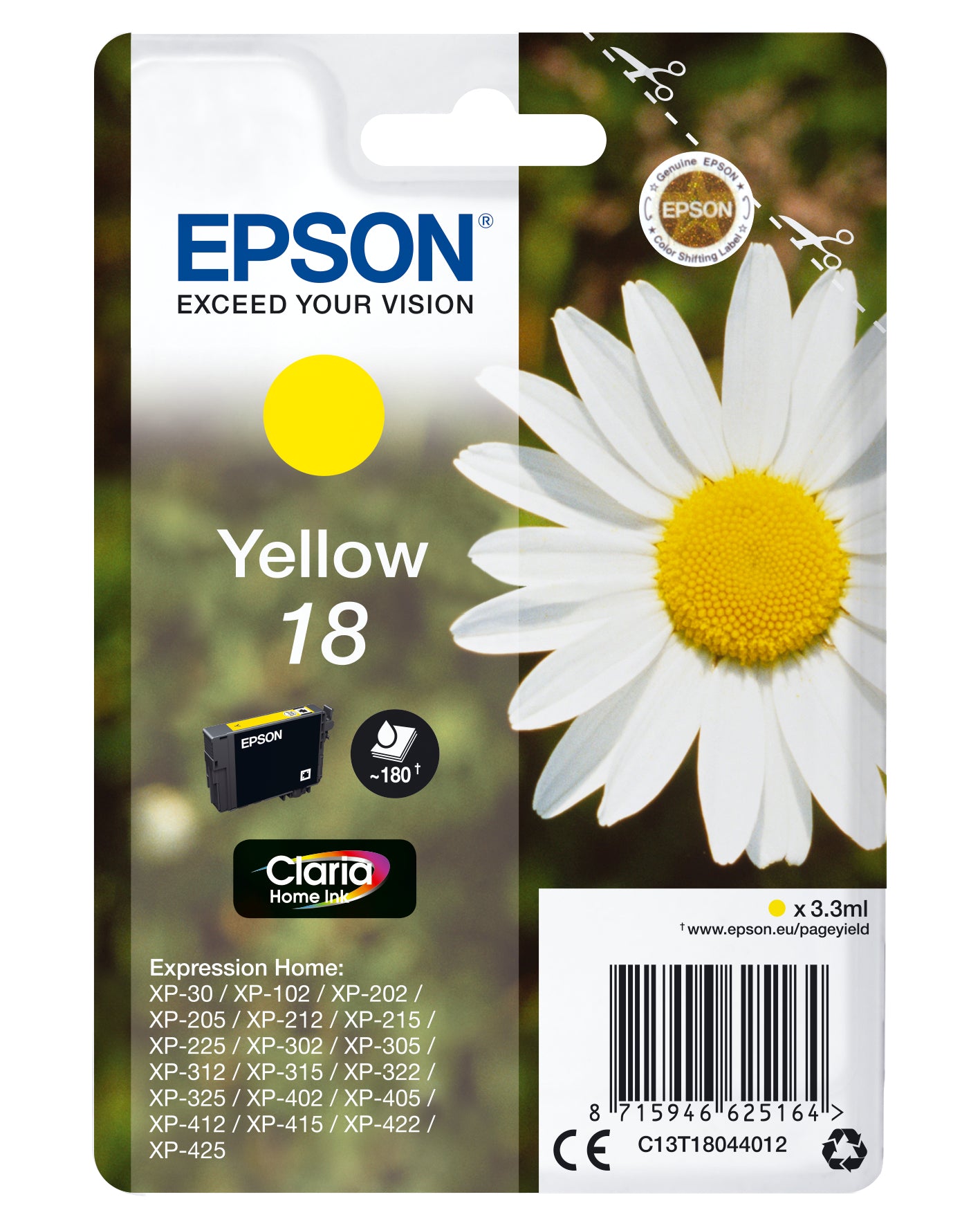 Cartouche d'Encre Compatible Epson C13T18044012 Jaune