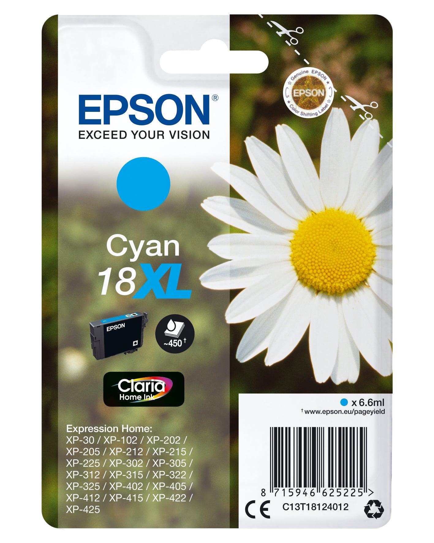 Cartouche d'encre originale Epson Nº18XL Cyan (10 Unités) (1 Unité)