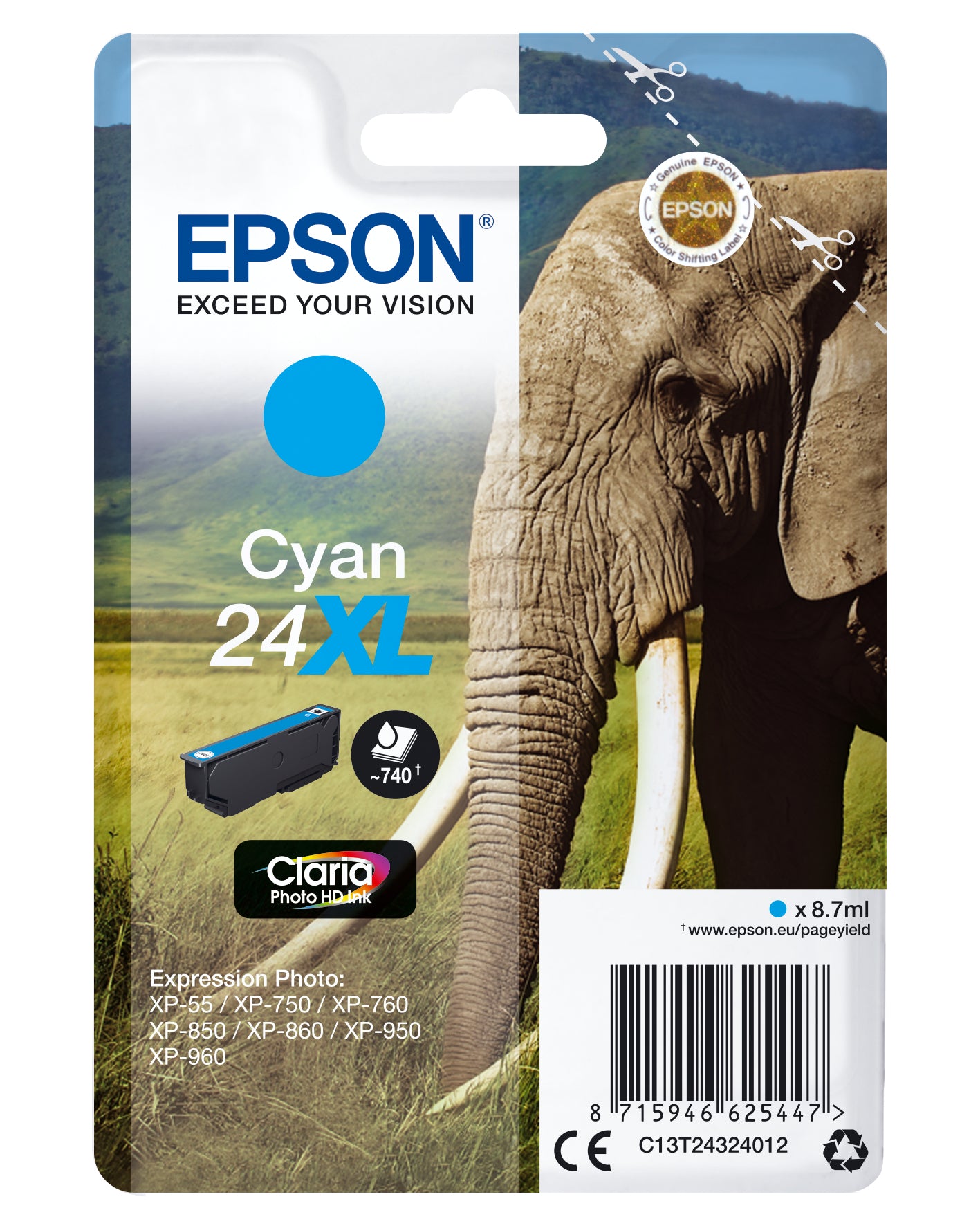Cartouche d'encre originale Epson CLARIA PHOTO HD INK EXPRESSION PHOTO XP-950 - 24XL Cyan (10 Unités)