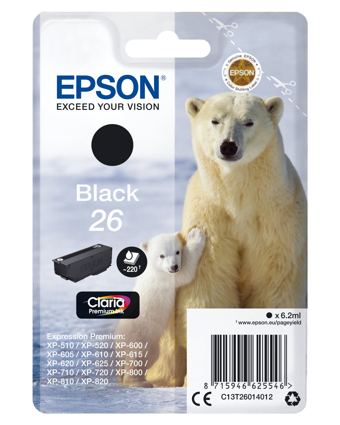 Cartouche d'encre originale Epson C13T26014022 Noir