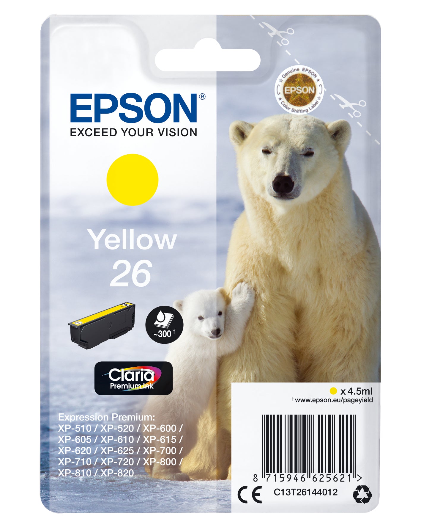 Cartouche d'encre originale Epson 26 Jaune