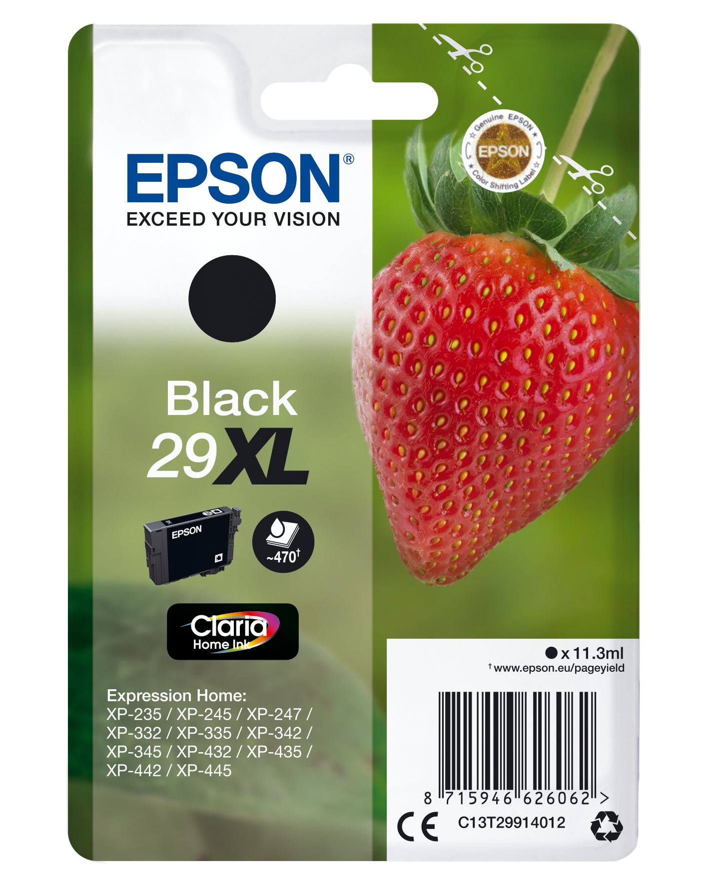 Epson 29XL - 11.3 ml - XL - noir - original - emballage coque avec alarme radioélectrique/ acoustique - cartouche d'encre - pour Expression Home XP-235, 245, 247, 255, 332, 335, 342, 345, 432, 435, 442, 445, 455
