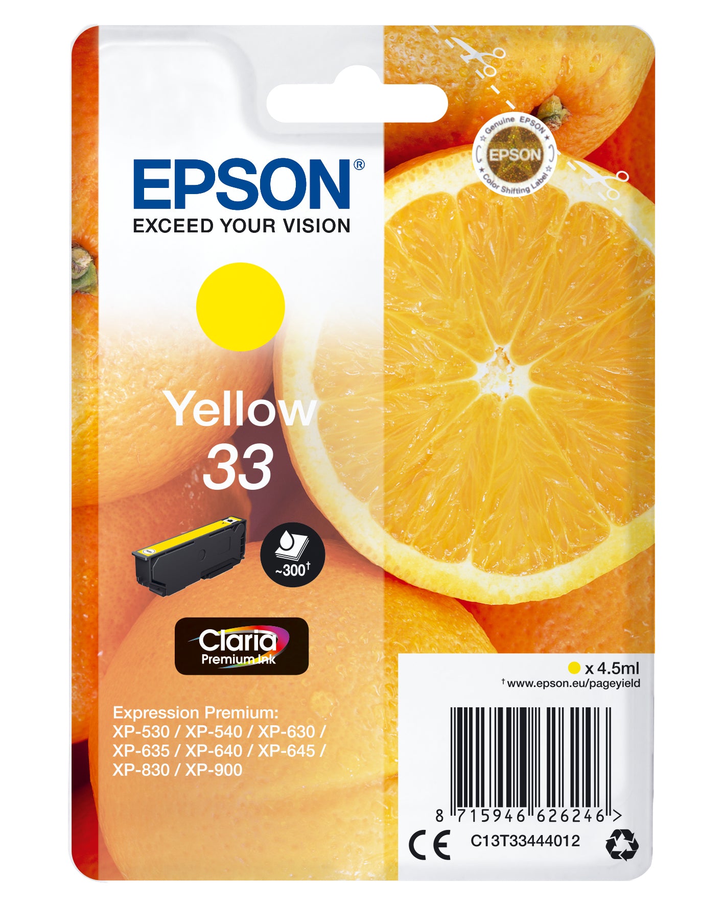 Cartouche d'Encre Compatible Epson C13T33444022 Jaune