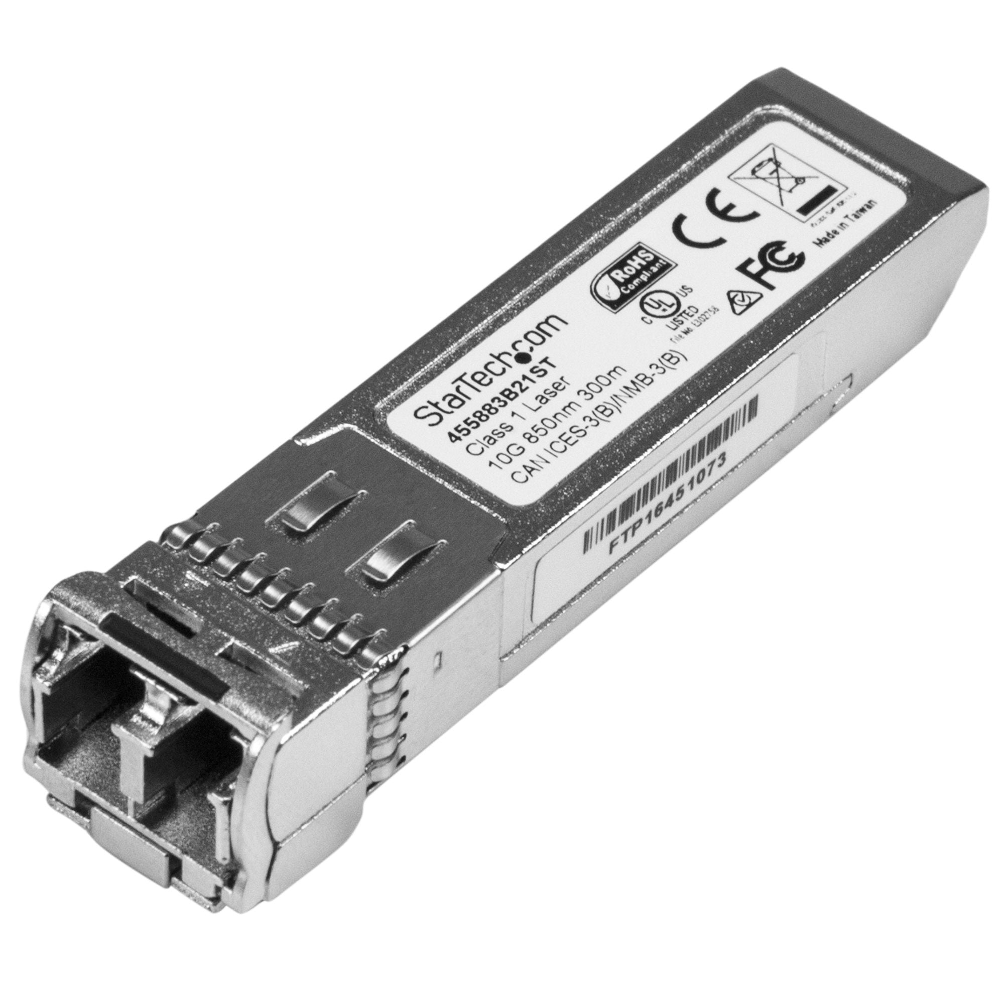 StarTech.com Module de transceiver SFP+ à fibre optique 10 GbE - Compatible HP 455883-B21 - Mini-GBIC - MM LC avec DDM - 300 m - Module transmetteur SFP+ (équivalent à : HP 455883-B21) - 10GbE - 10GBase-SR - LC multi-mode - jusqu'à 300 m