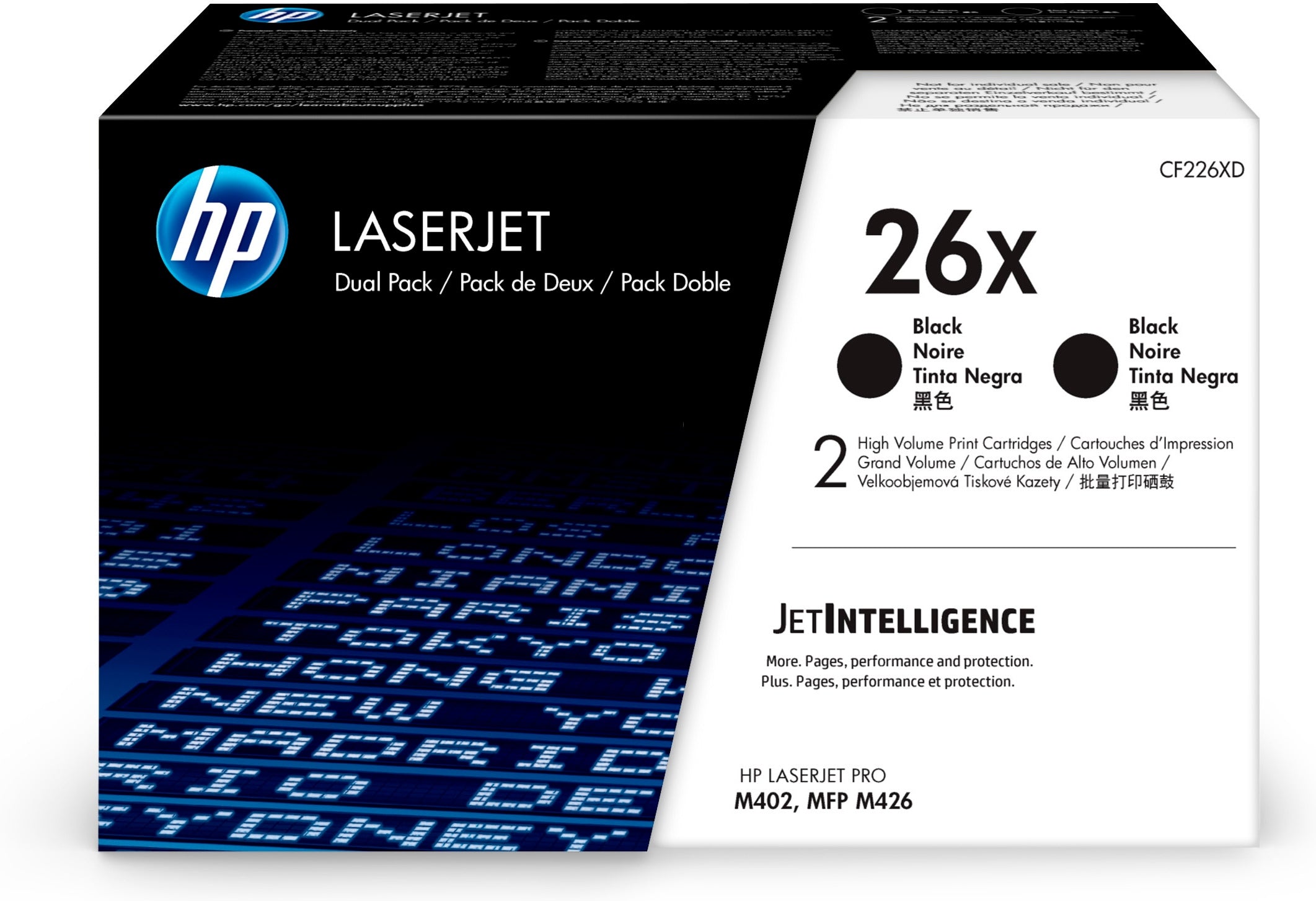 HP 26X - Pack de 2 - à rendement élevé - noir - original - LaserJet - cartouche de toner (CF226XD) - pour LaserJet Pro M402, MFP M426