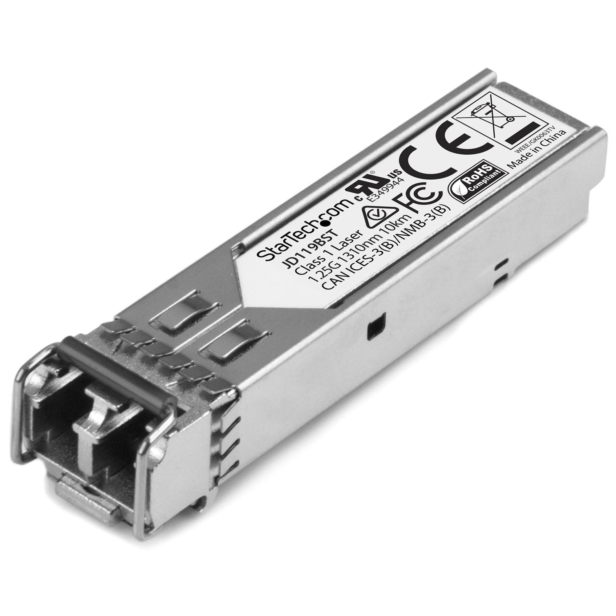 StarTech.com SFP fibre - 1000Base-LX - Module SFP fibre optique - Gigabit - Compatible HP JD119B - Monomode LC - 10 km - Module transmetteur SFP (mini-GBIC) (équivalent à : HP JD119B) - 1GbE - 1000Base-LX - mode unique LC - jusqu'à 10 km - 1310 nm
