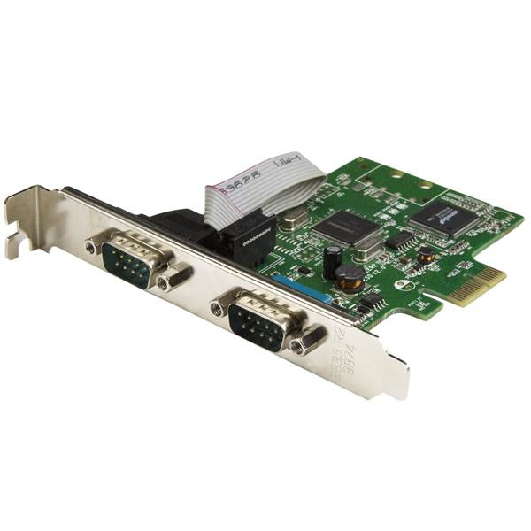 StarTech.com Carte PCI Express à 2 ports série DB9 RS232 - Adaptateur PCIe série avec UART 16C1050 à deux voies (PEX2S1050) - Adaptateur série - PCIe profil bas - RS-232 x 2