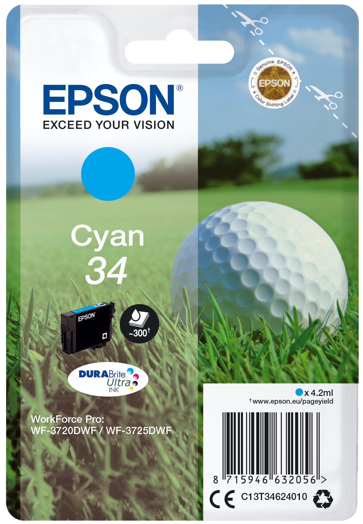 Cartouche d'encre originale Epson C13T34624010 Cyan