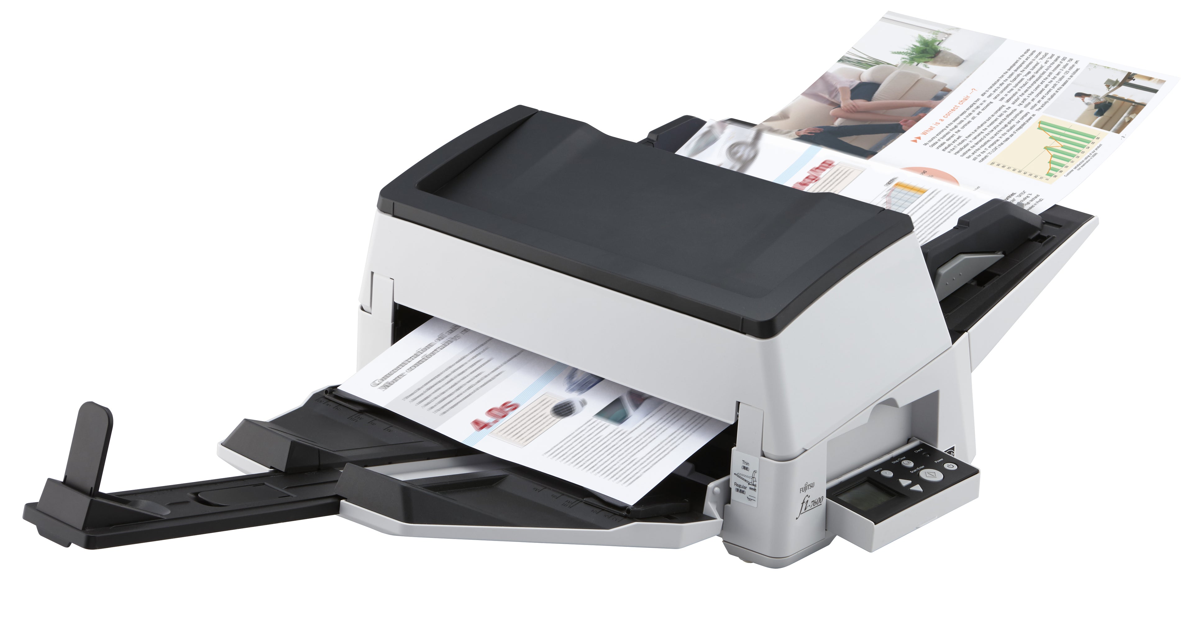 Ricoh fi-7600 - Scanner de documents - CCD Double - Recto-verso - 304.8 x 431.8 mm - 600 dpi x 600 dpi - jusqu'à 100 ppm (mono) / jusqu'à 100 ppm (couleur) - Chargeur automatique de documents (300 feuilles) - jusqu'à 30000 pages par jour - USB 3.1 Gen 1