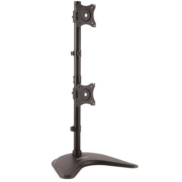 StarTech.com Support de bureau vertical pour deux écrans à fixation VESA jusqu'à 27" - Support moniteur réglable multi-écrans - Acier - Pied - pour 2 moniteurs - acier robuste - noir - Taille d'écran : 13"-27" - support pour ordinateur de bureau - pour P/