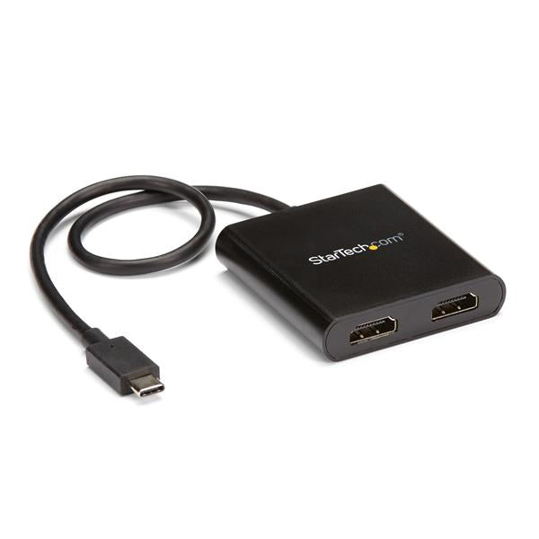StarTech.com Adaptateur USB-C vers Double HDMI, Hub USB-C MST - 4K 30 Hz - Câble adaptateur - 24 pin USB-C mâle pour HDMI femelle - noir - support 4K30Hz (3840 x 2160), support 2 560 x 1 600 (WQXGA) 60 Hz - pour P/N: TB33A1C