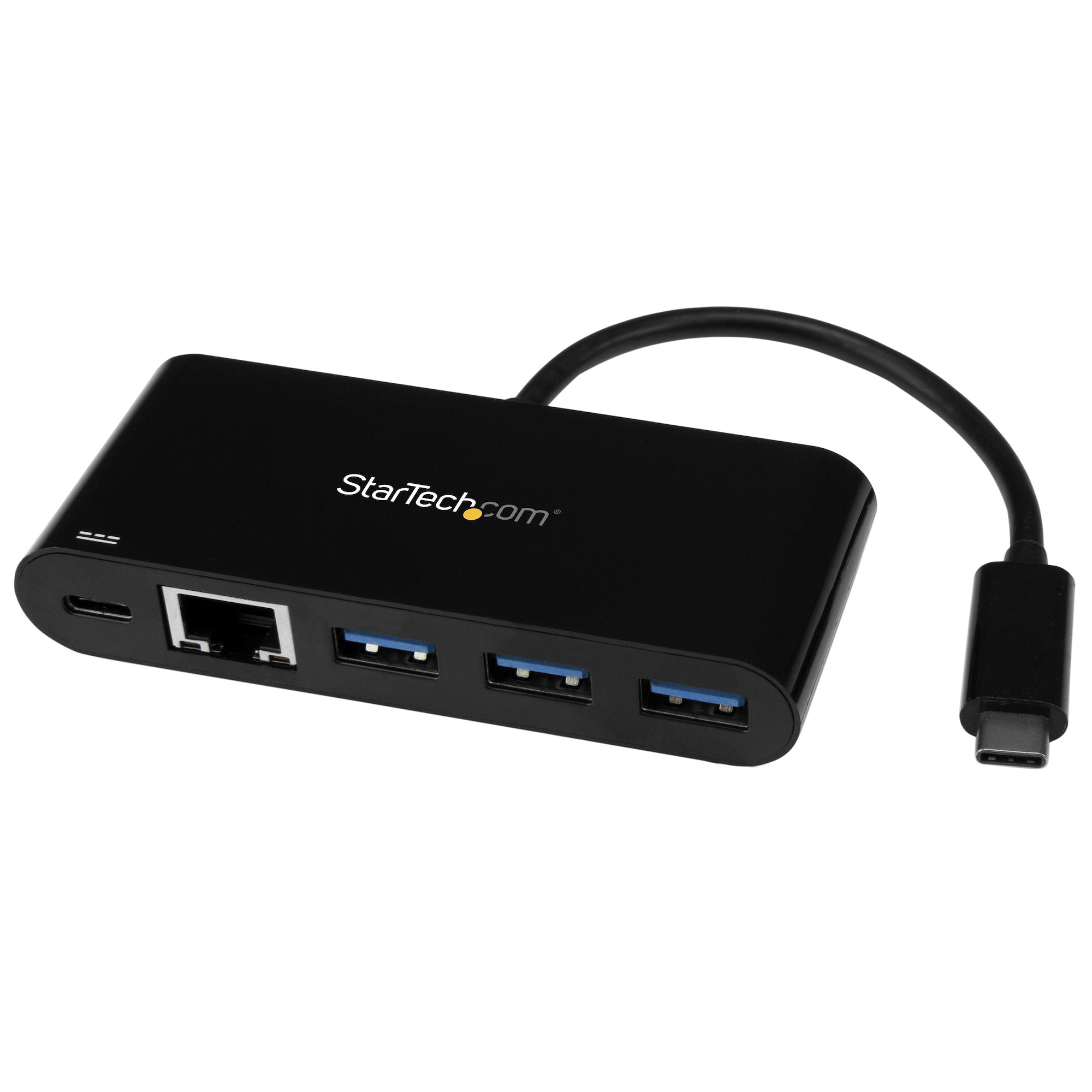 StarTech.com Adaptateur USB-C vers Gigabit Ethernet avec hub USB 3.0 à 3 ports et USB Power Delivery (US1GC303APD) - Adaptateur réseau - USB-C - Gigabit Ethernet - noir
