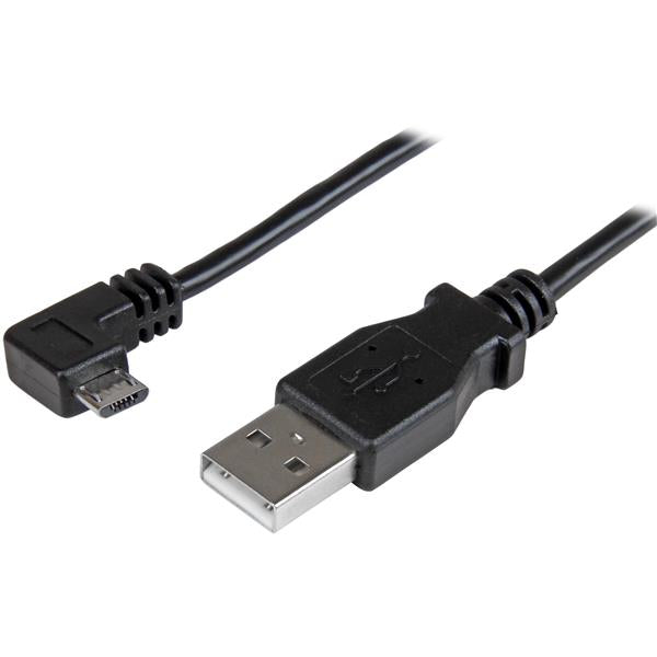 StarTech.com Câble USB vers Micro USB coudé à angle droit de 50 cm - Cordon de charge / synchronisation Micro USB - 0,25 mm² - M/M - Noir - Câble USB - Micro-USB de type B (M) à angle droit pour USB (M) - USB 2.0 - 50 cm - noir - pour P/N: USB2PCARBK, USB