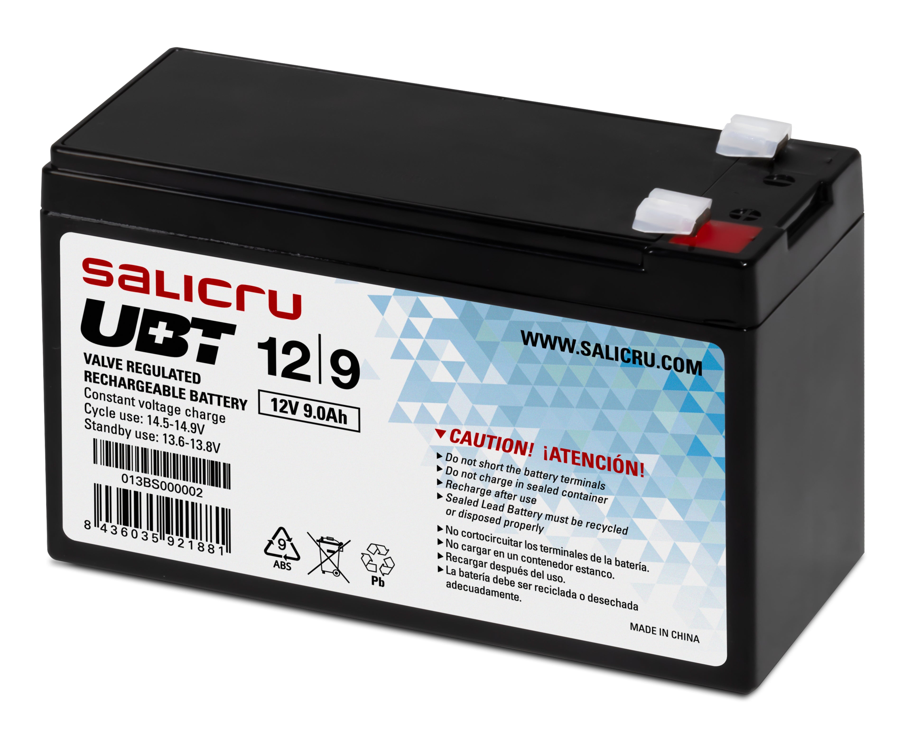 Batterie pour Système d'Alimentation Sans Interruption Salicru UBT 12/9 9 Ah 12V 9 Ah 12 V