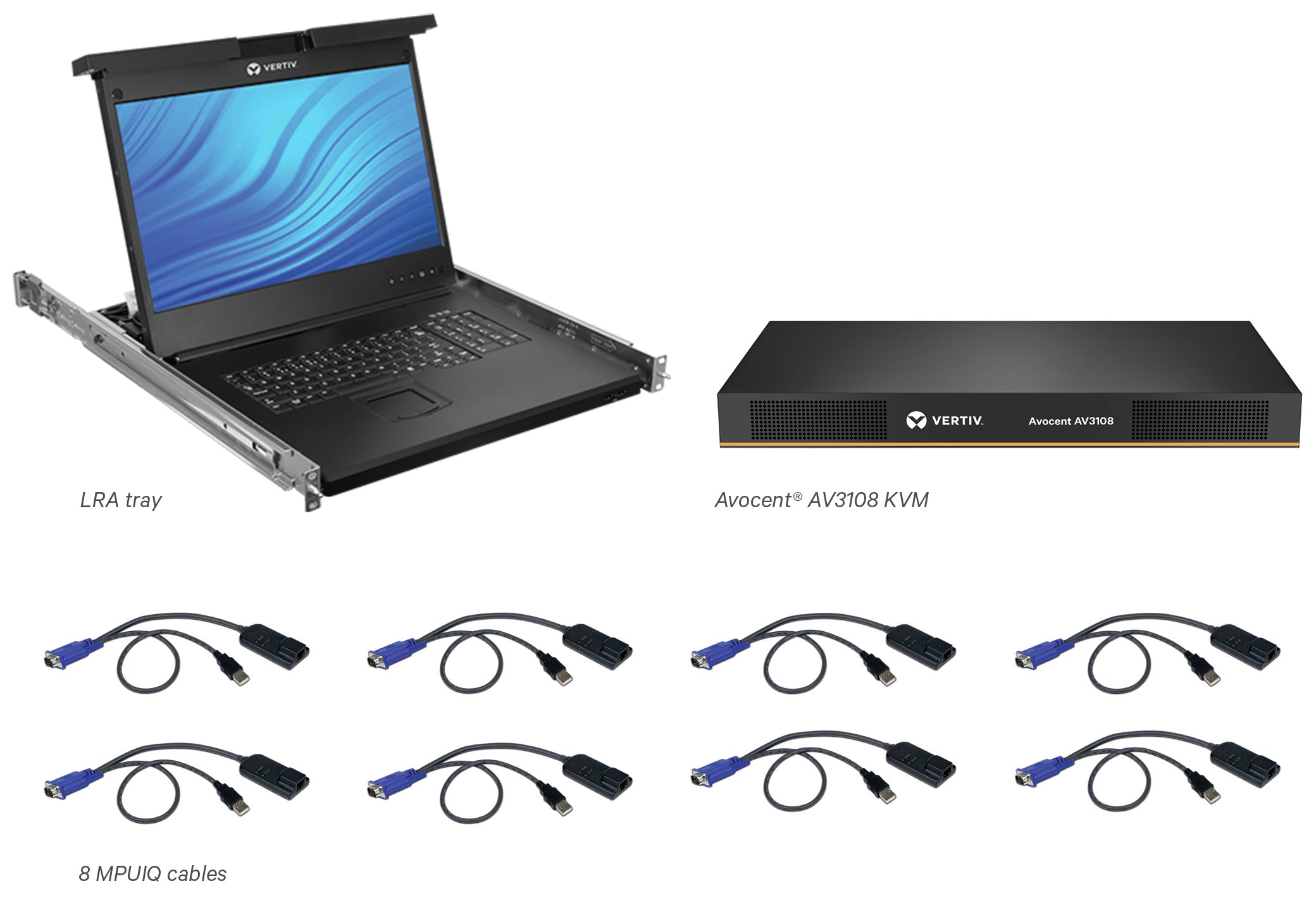 Vertiv Avocent Local Rack Access - Console KVM avec commutateur KVM - 8 ports - USB - français - 18.5" - rack-montable - 1366 x 768 - 250 cd/m2 - VGA - 1U
