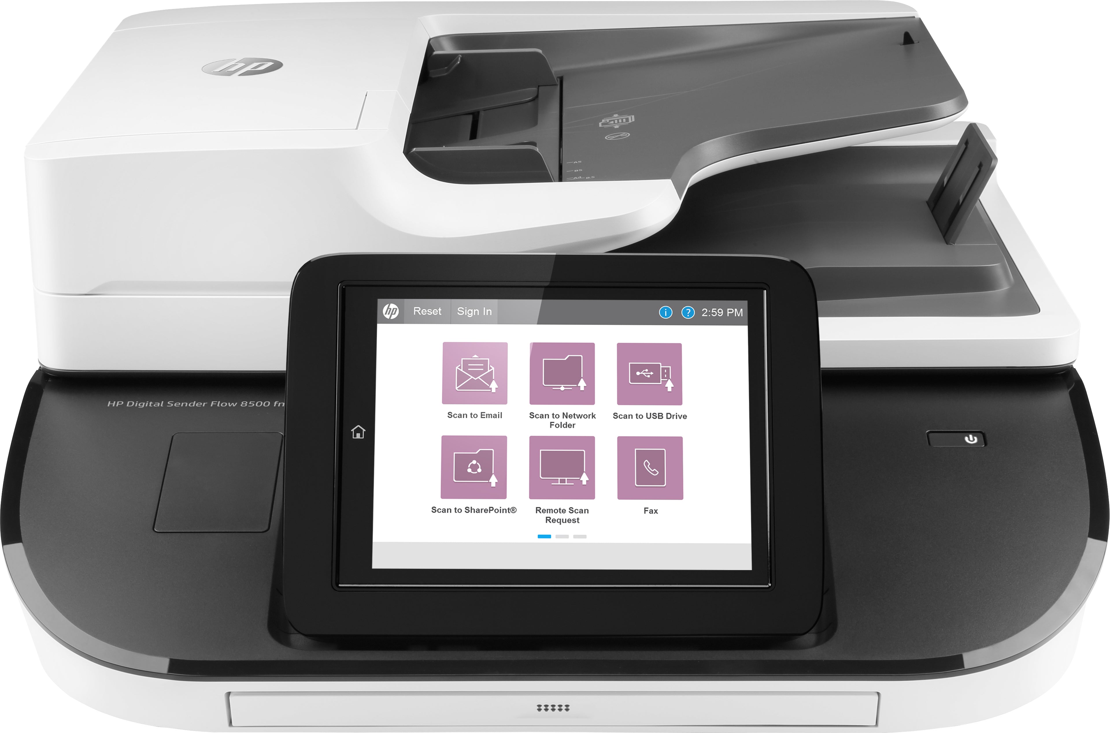 HP Digital Sender Flow 8500fn2 - Scanner de documents - à plat : CCD/ADF : CIS - Recto-verso - 216 x 864 mm - 600 dpi x 600 dpi - jusqu'à 92 ppm (mono) / jusqu'à 92 ppm (couleur) - Chargeur automatique de documents (150 feuilles) - jusqu'à 10000 pages par
