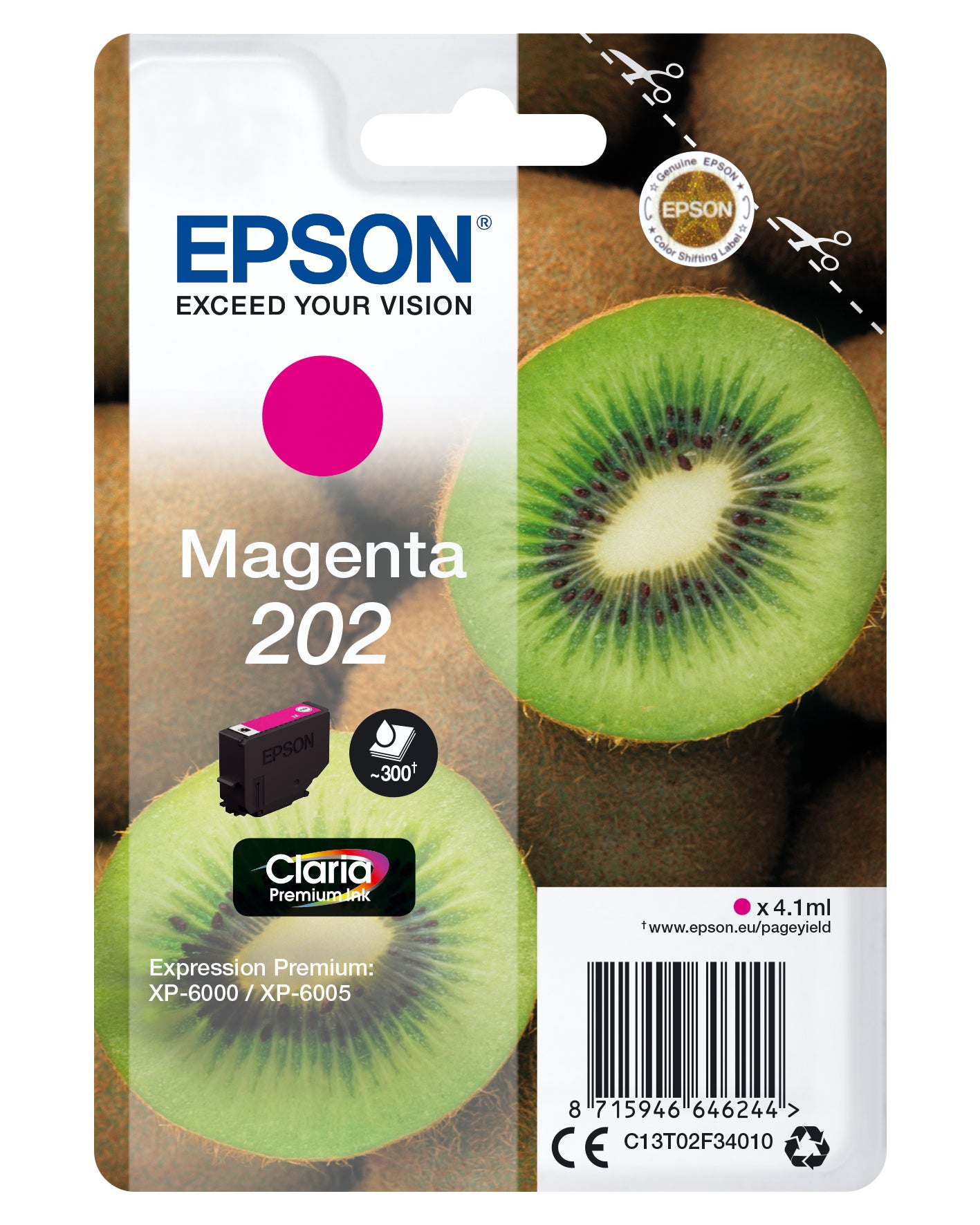 Epson 202 - 4.1 ml - magenta - original - blister - cartouche d'encre - pour Expression Premium XP-6000, XP-6005, XP-6100, XP-6105
