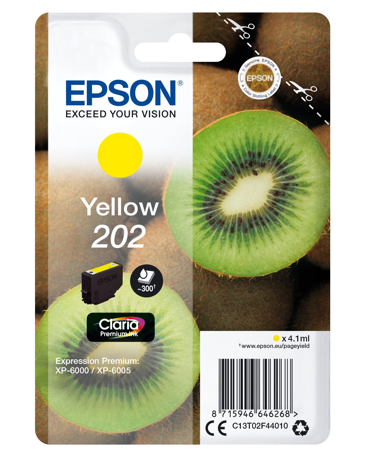 Epson 202 - 4.1 ml - jaune - original - cartouche d'encre - pour Expression Premium XP-6000, XP-6005, XP-6100, XP-6105
