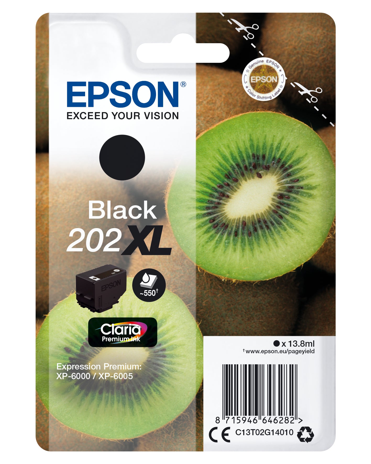 Epson 202XL - 13.8 ml - noir - original - blister - cartouche d'encre - pour Expression Premium XP-6000, XP-6005, XP-6100, XP-6105