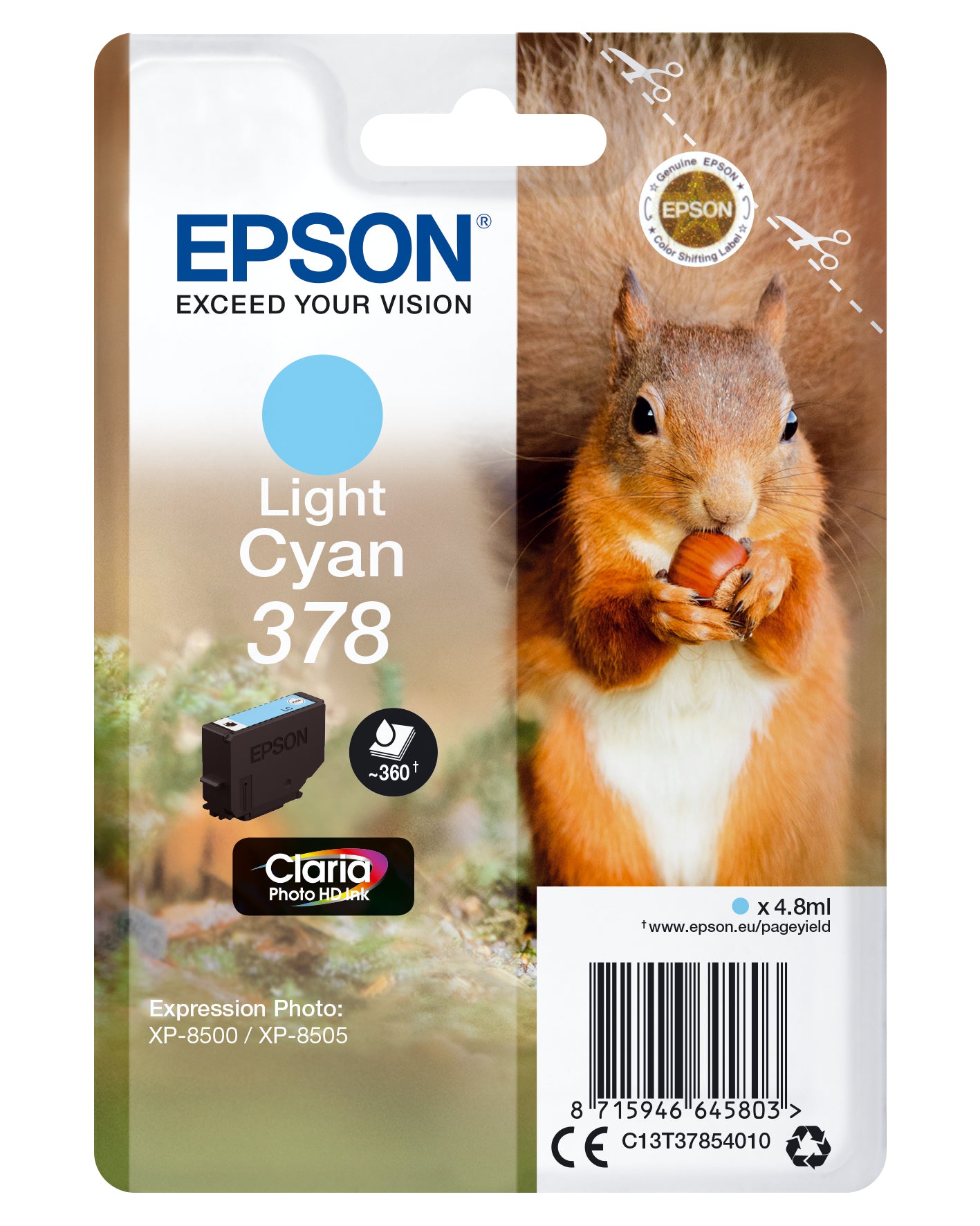 Cartouche d'encre originale Epson C13T37854010 Cyan