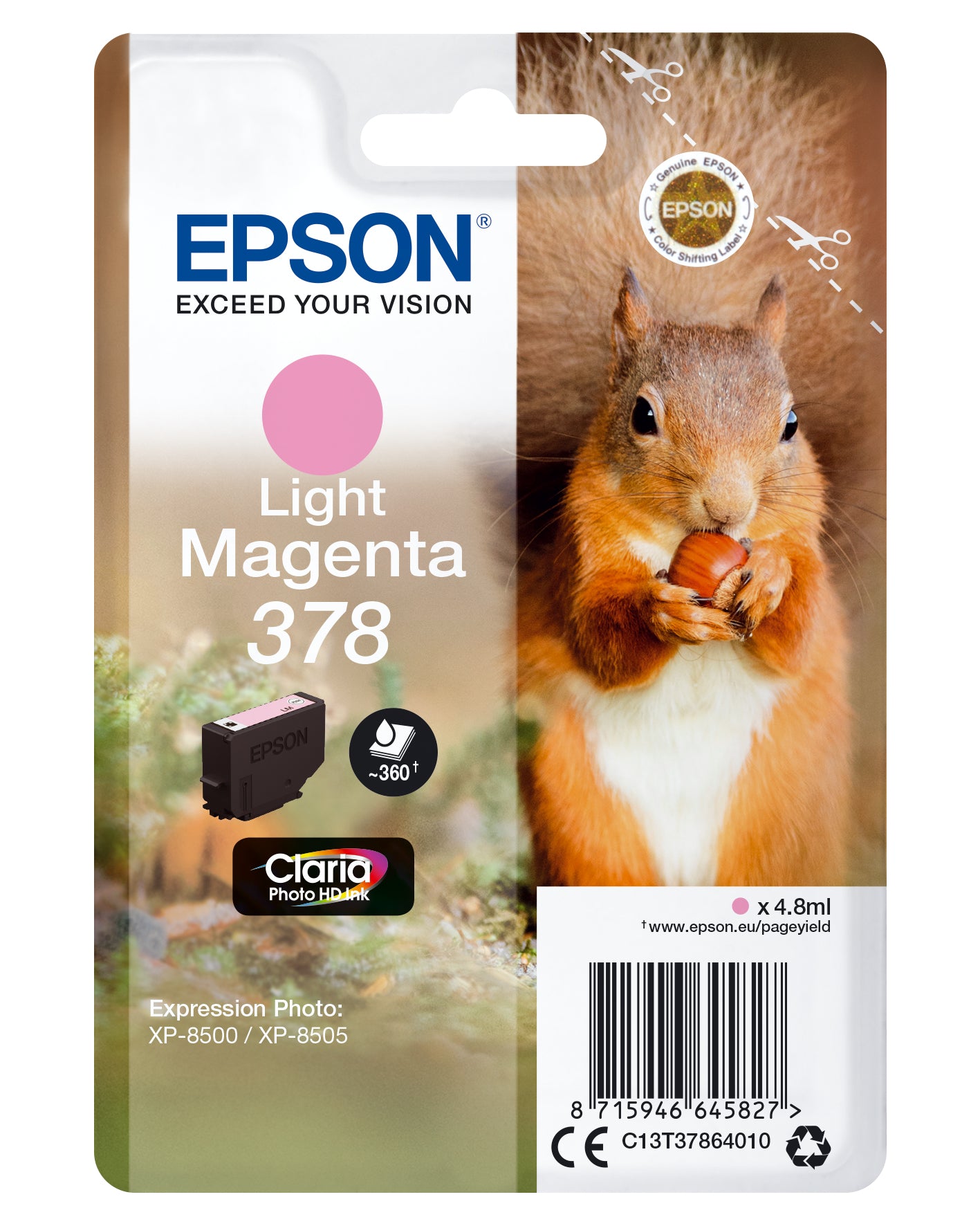 Epson 378 - 4.8 ml - magenta clair - original - blister - cartouche d'encre - pour Expression Home XP-8605, XP-8606, Expression Photo XP-8500, XP-8505, XP-8700