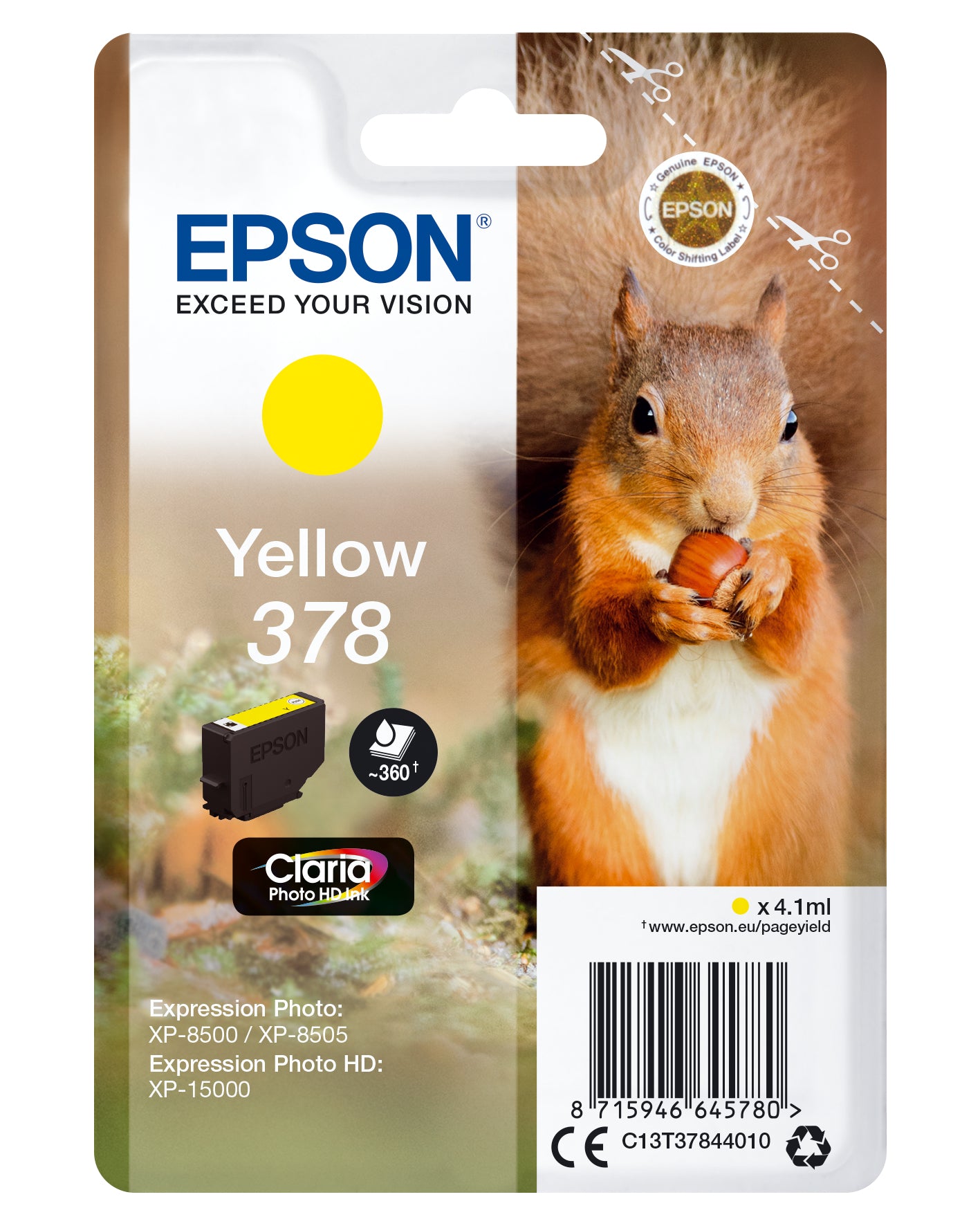 Cartouche d'encre originale Epson C13T37844010 Jaune