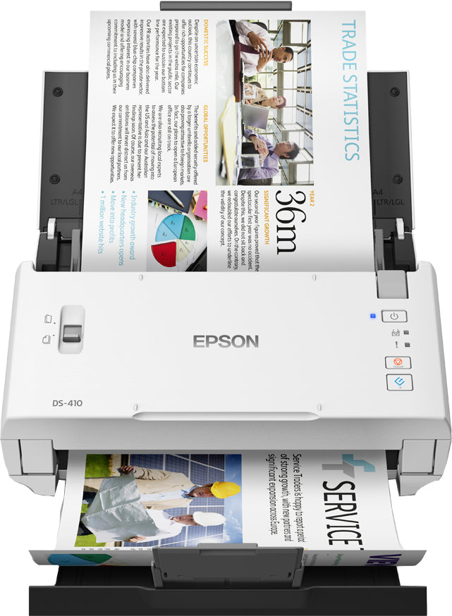 Epson WorkForce DS-410 - Scanner de documents - Capteur d'images de contact (CIS) - Recto-verso - A4 - 600 dpi x 600 dpi - jusqu'à 26 ppm (mono) / jusqu'à 26 ppm (couleur) - Chargeur automatique de documents (50 feuilles) - jusqu'à 3000 pages par jour - U