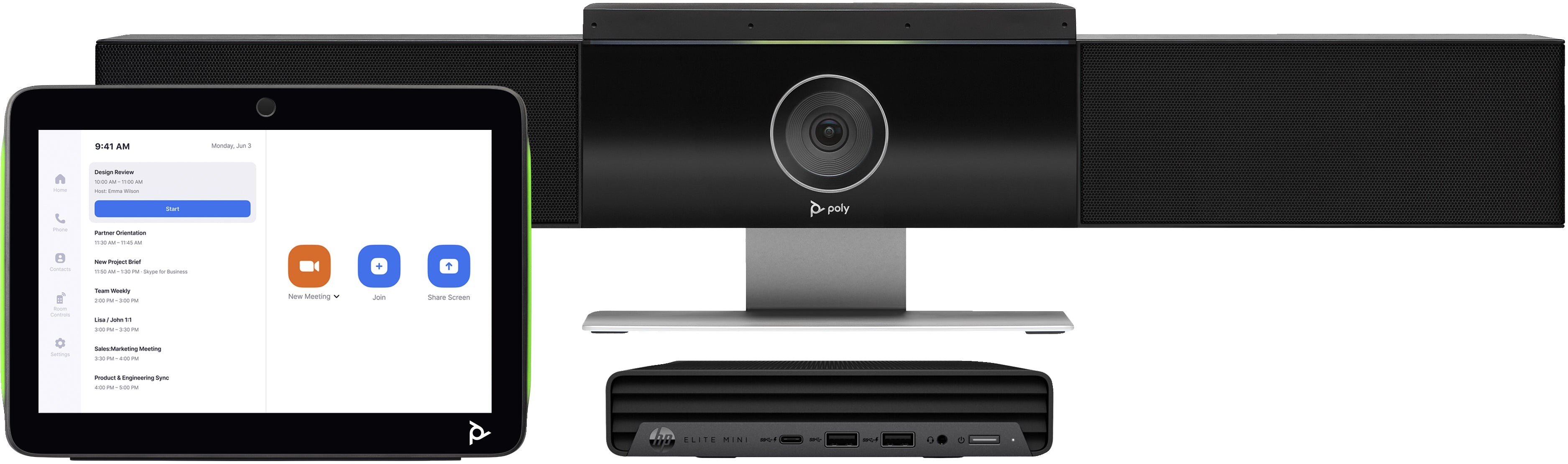 HP Poly - Zoom Room - Base Kit - kit de vidéo-conférence (Mini PC de conférence HP, contrôleur tactile Poly TC10) - certifié Zoom