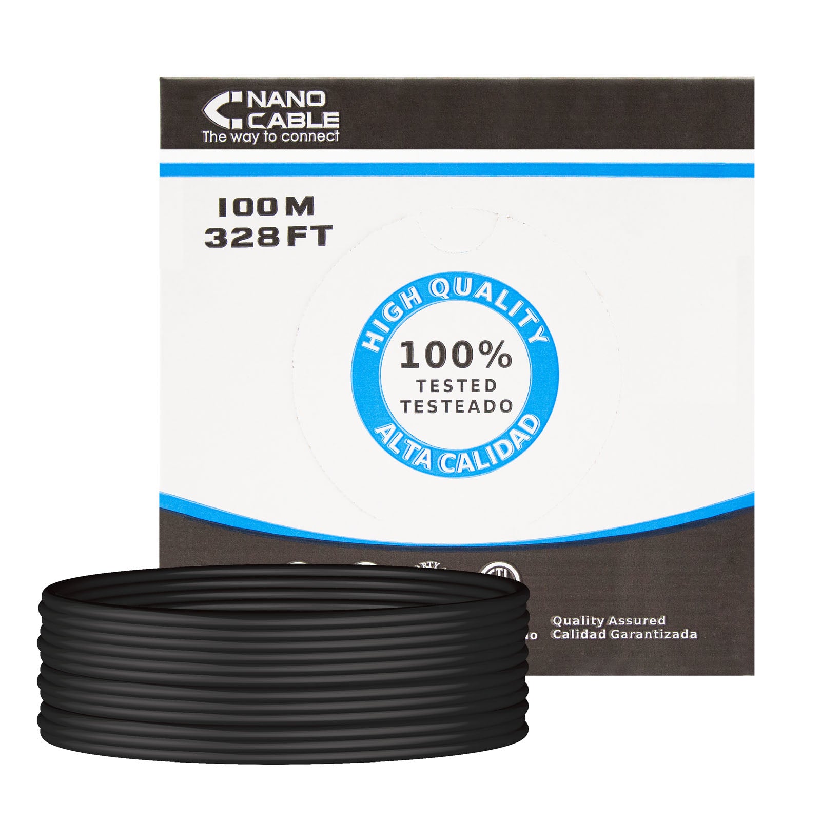 Câble Réseau Rigide UTP 5ème Catégorie NANOCABLE 10.20.0302-EXT-BK 100 m Noir 100 m