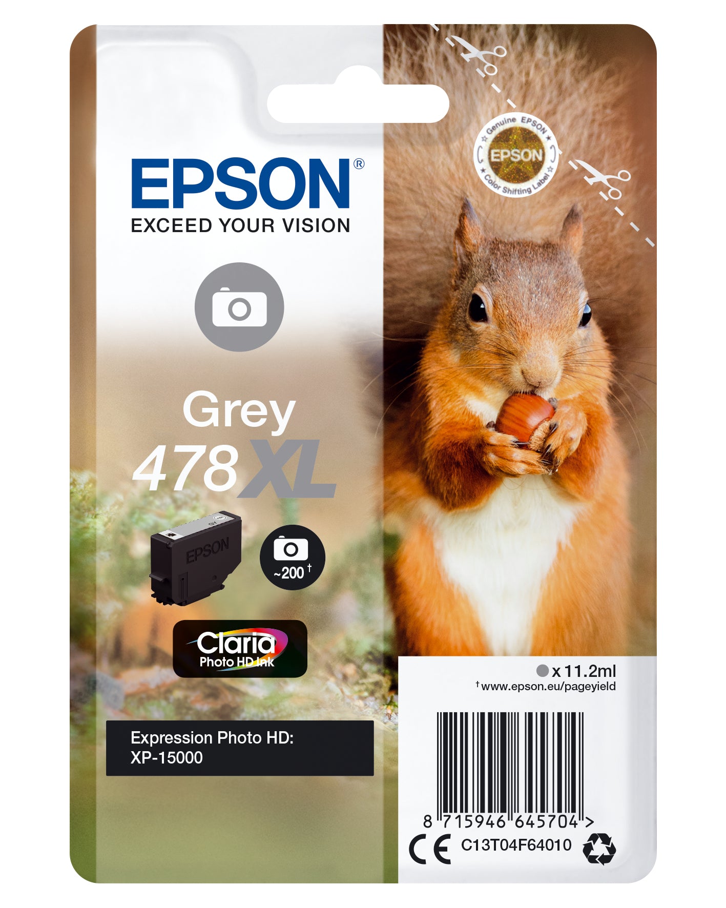 Epson 478XL - 11.2 ml - haute capacité - gris - original - cartouche d'encre - pour Expression Home HD XP-15000