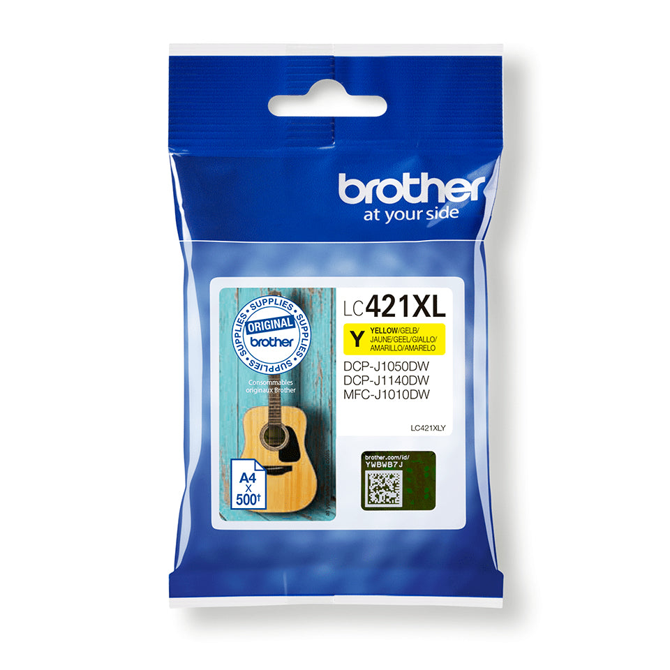Brother LC421XLY - À rendement élevé - jaune - original - cartouche d'encre - pour Brother DCP-J1140DW, DCP-J1800DW, MFC-J1010DW, MFC-J1012DW