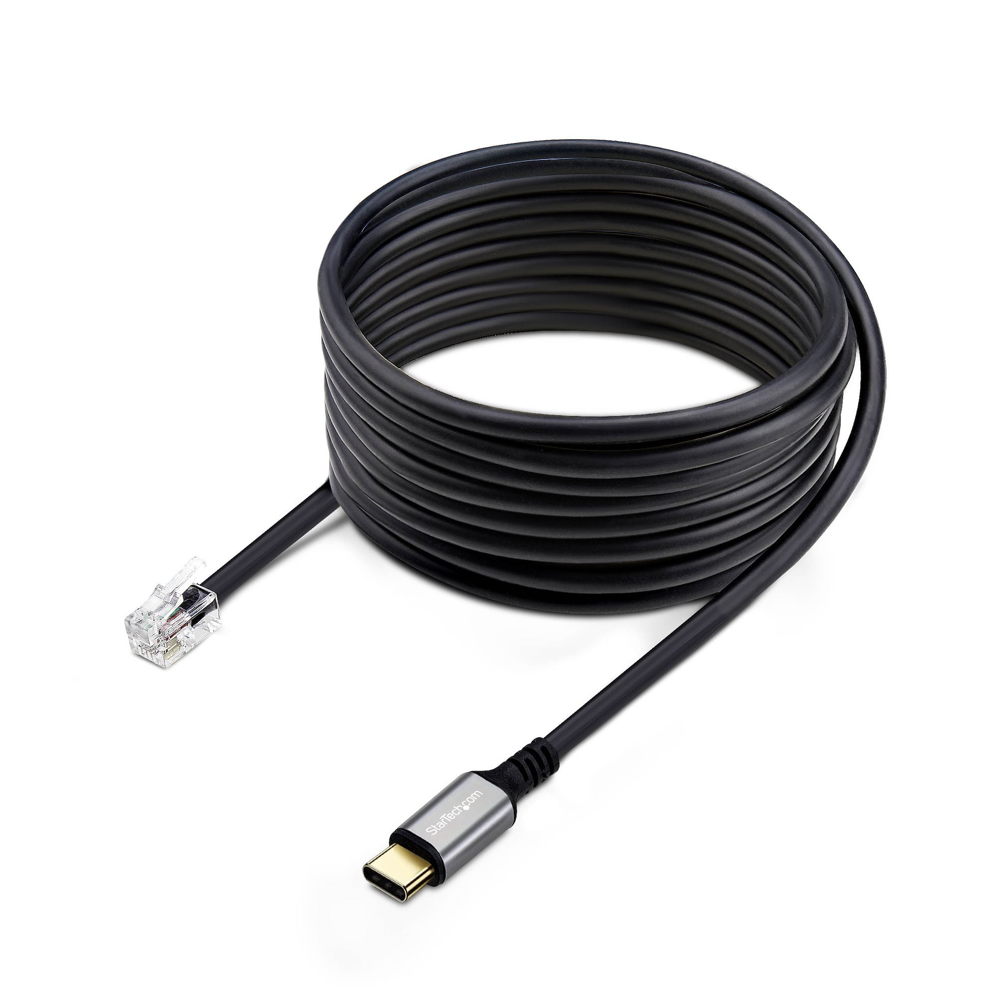 StarTech.com USB-C to RJ9 Adapter for Office Phone Handset or Wired/Wireless Headset, Use Existing Landline Hardware, 6ft/1.8m, For Laptop/Desktop Computer/Mobile - Prise de casque micro - 24 pin USB-C mâle pour RJ-9 mâle - 1.8 m - noir - alimenté par le