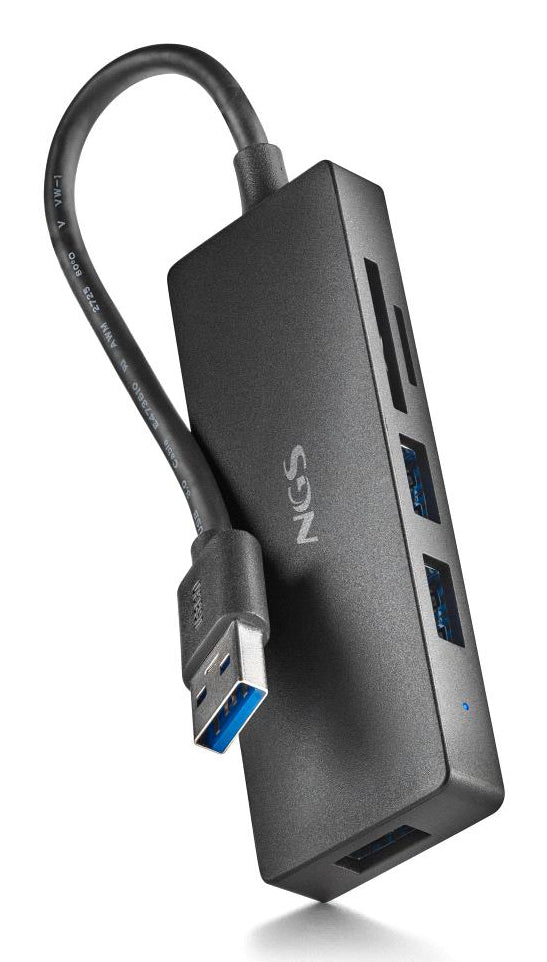 Hub USB-C 3.0 NGS iHub Reader - 3 ports USB-A + lecteur de cartes (Gris)