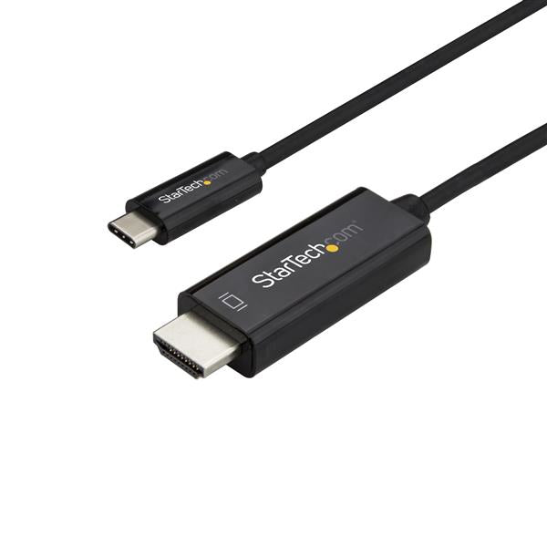 StarTech.com Câble USB C vers HDMI 6 pieds (2 m), câble adaptateur vidéo USB Type C 4K 60 Hz vers HDMI 2.0, compatible Thunderbolt 3, ordinateur portable vers moniteur/écran HDMI, câble DP 1.2 Alt Mode HBR2, noir - câble vidéo USB-C 4K (CDP2HD2MBNL ) - Câ