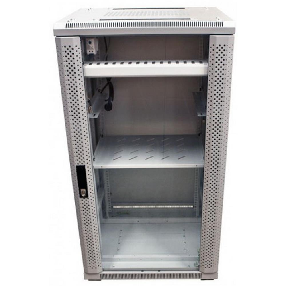 ALLNET 19" Schrank 22HE B600 / T900mm *lichtgrau* SNB-Serie Glastur