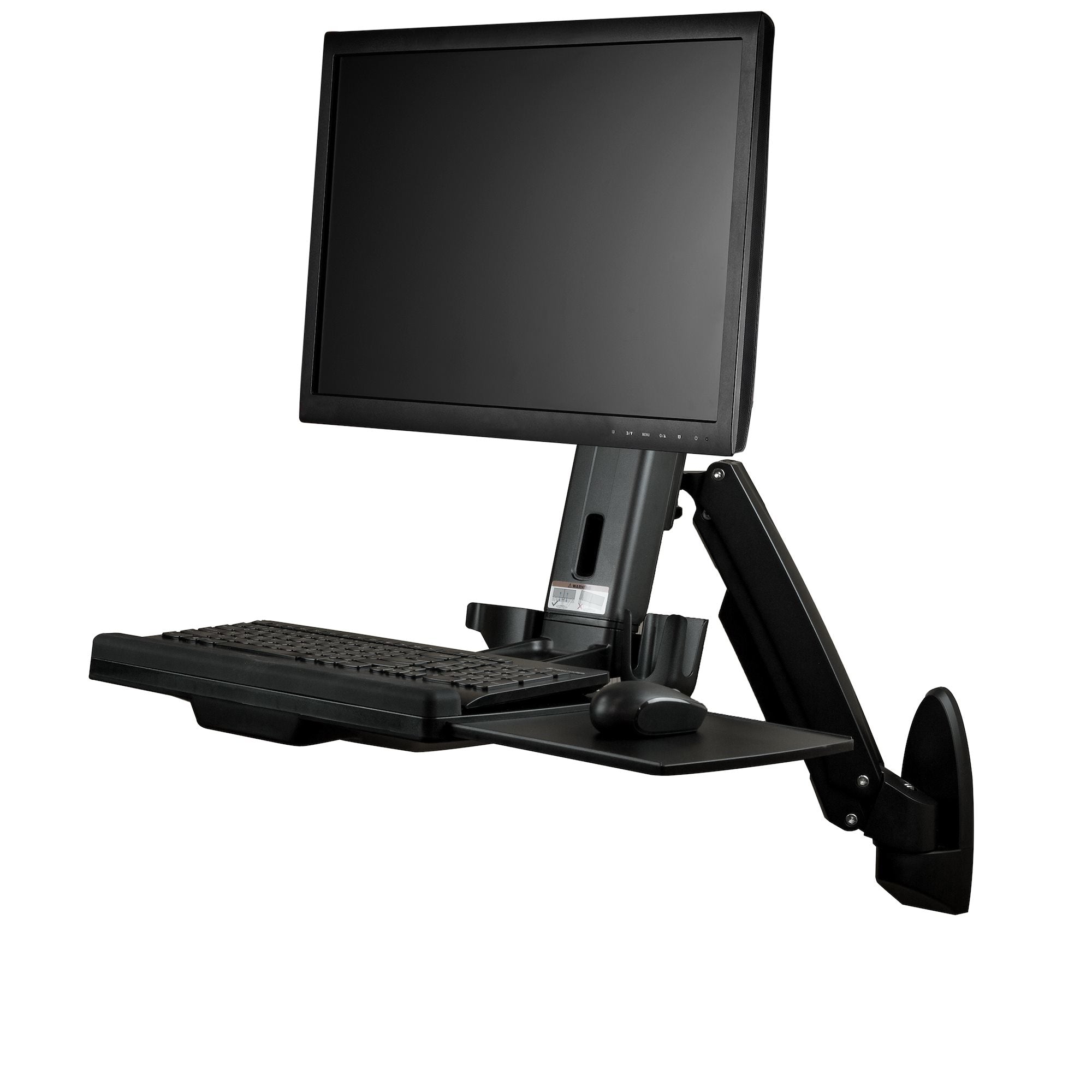 StarTech.com Support de bureau debout mural pour écran à fixation VESA jusqu'à 24" et 8 kg - Bras articulé pour moniteur (WALLSTS1) - Kit de montage (plaque murale, colonne, tiroir à clavier, bras pour moniteur) - pour moniteur - plastique, aluminium, aci