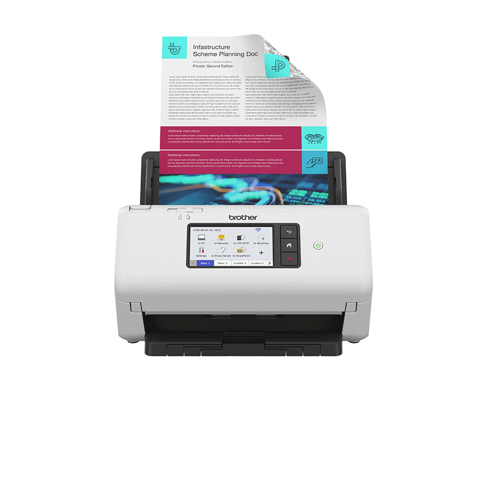 Brother ADS-4700W - Scanner de documents - CIS Double - Recto-verso - A4 - 600 dpi x 600 dpi - jusqu'à 40 ppm (mono) / jusqu'à 40 ppm (couleur) - Chargeur automatique de documents (80 feuilles) - jusqu'à 6000 pages par jour - USB 3.0, Gigabit LAN, Wi-Fi(n
