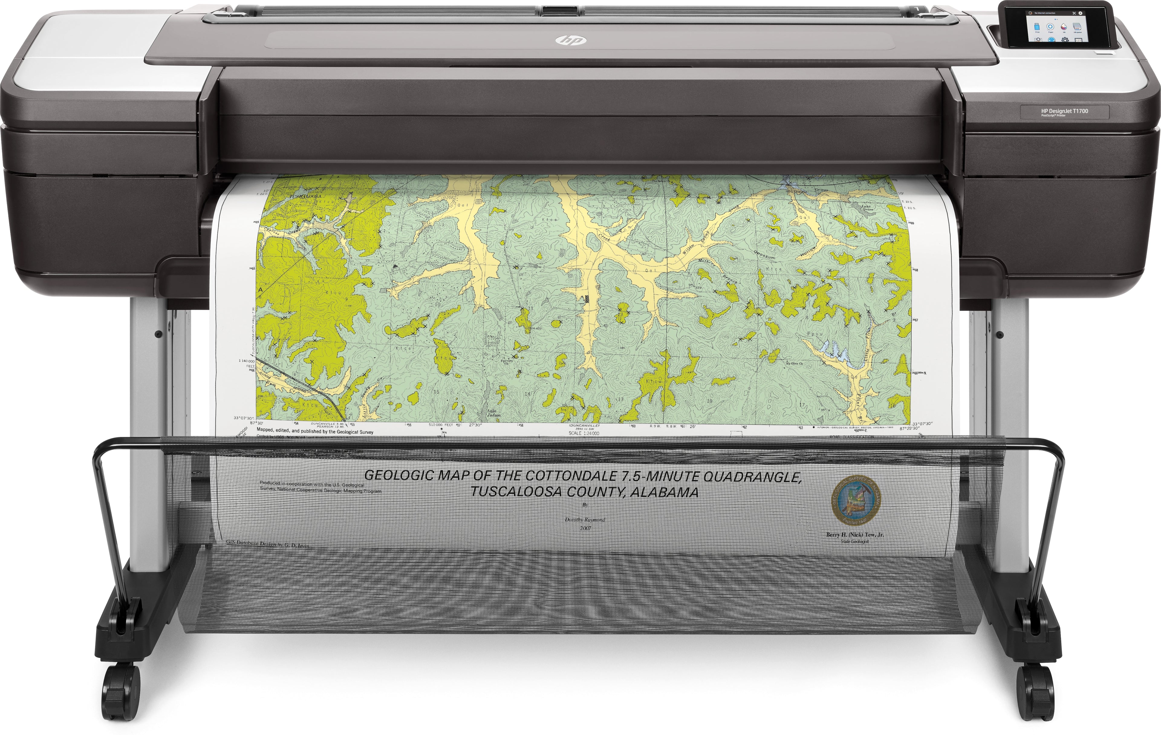 HP DesignJet T1700 - 44" imprimante grand format - couleur - jet d'encre - 1118 x 1676 mm - 2 400 x 1 200 ppp - jusqu'à 0.55 min/page - Gigabit LAN, hôte USB - outil de coupe