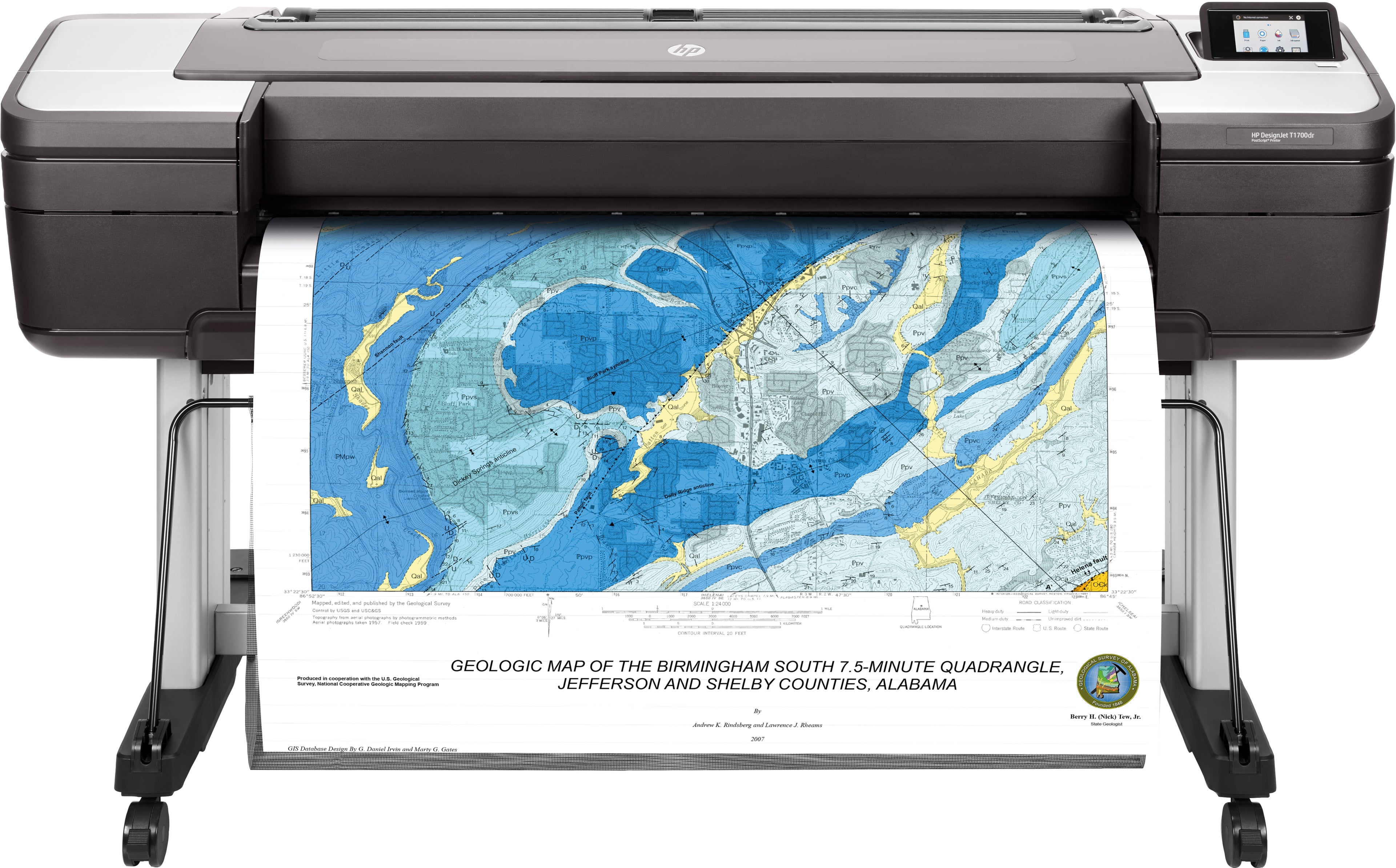 HP DesignJet T1700dr - 44" imprimante grand format - couleur - jet d'encre - 1118 x 1676 mm - 2 400 x 1 200 ppp - jusqu'à 0.55 min/page - Gigabit LAN, hôte USB - outil de coupe