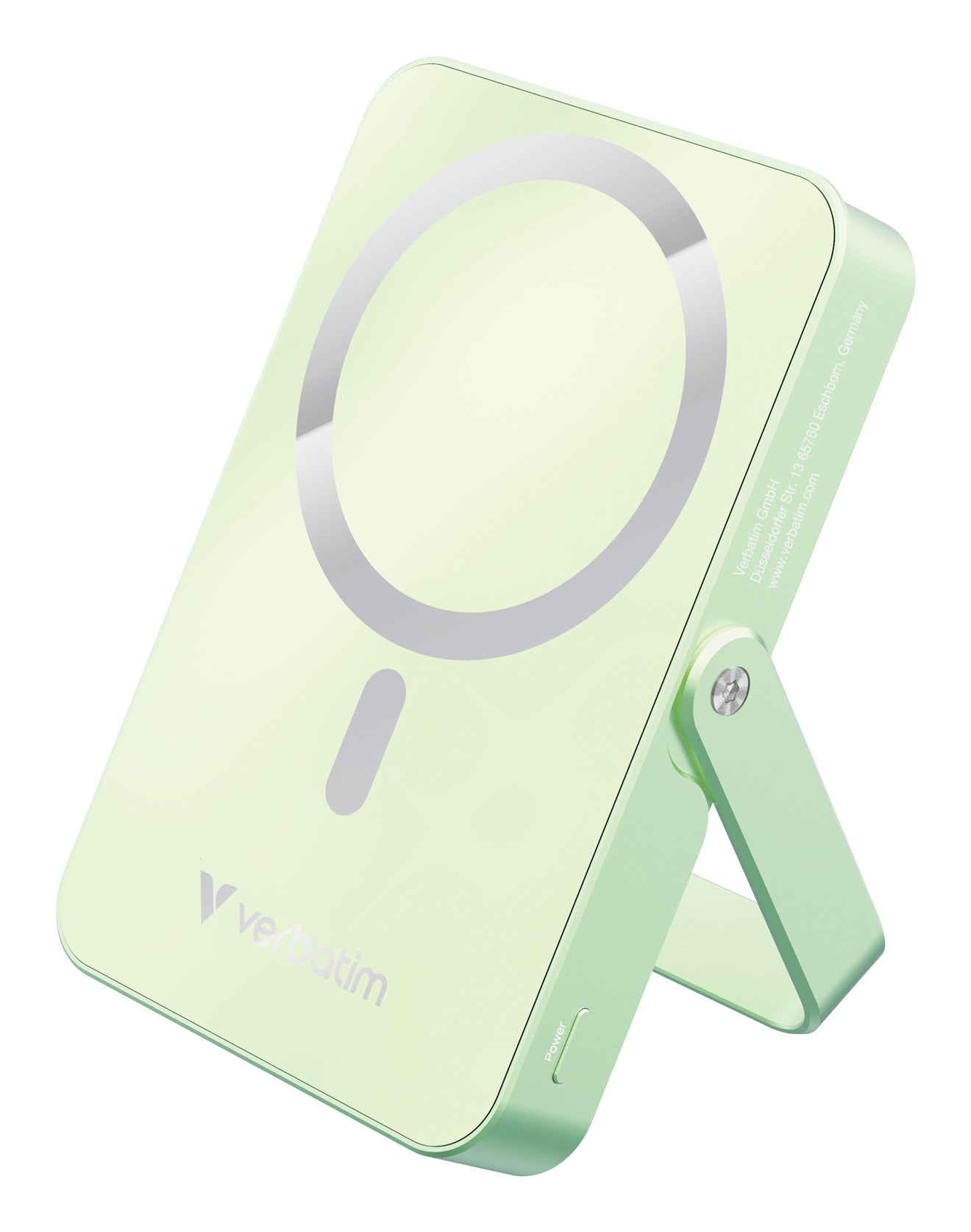 Verbatim Charge 'n' Go - Banque d'alimentation sans fil - magnétique, avec support - Li-pol - 10000 mAh - 20 Watt - 3 A - PD (24 pin USB-C) - vert