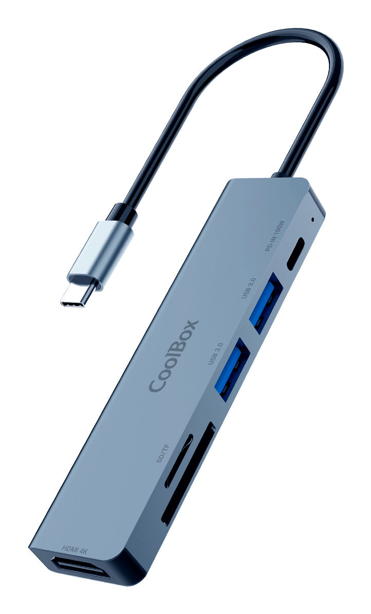 Hub USB CoolBox COO-DOCK-C-61 Gris 100 W