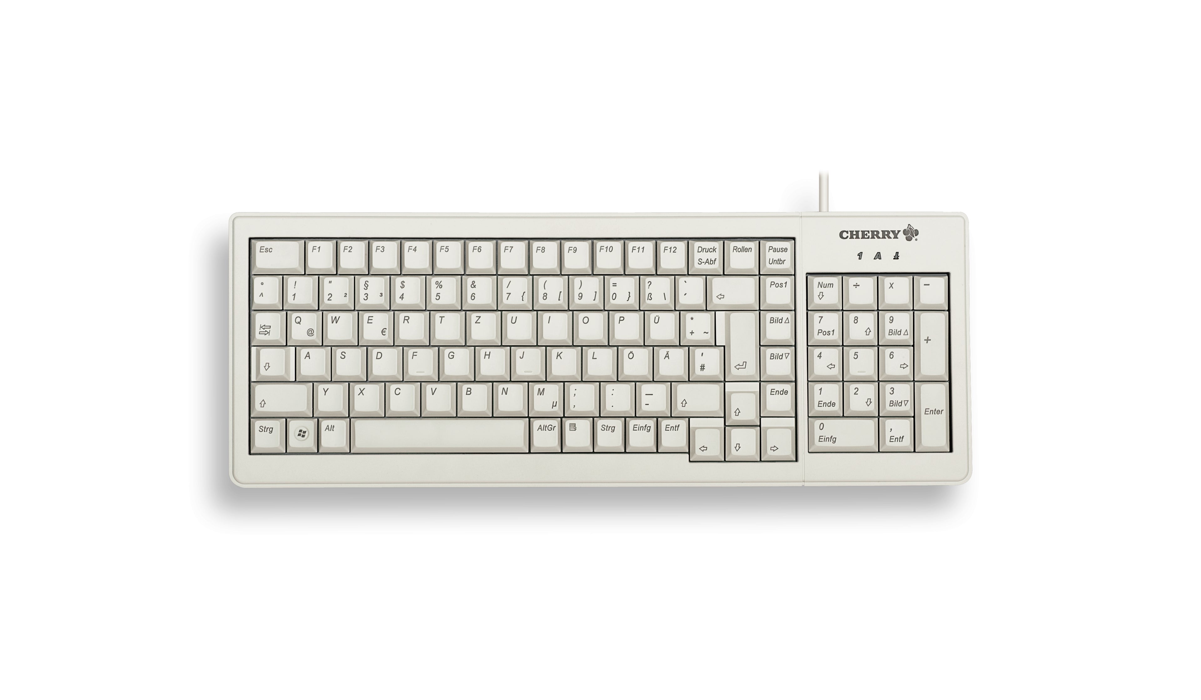 Cherry XS Complete G84-5200Clavier miniature mécanique bas profil avec pavé numérique  Français  - Noir  - USB-PS/